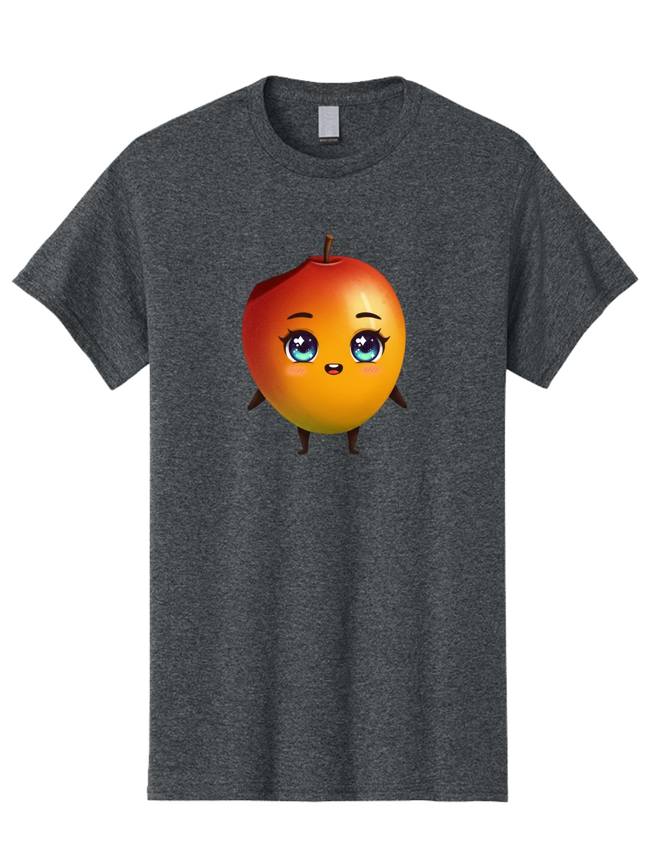 Mango-1 Men'S Graphic Tee, 100% Cotton, Comfortable Casual Summer Wear, Machine Washable, Cartoon Apple, Kawaii Fruit, Adorable Character, Big Eyes, Sweet Expression, Playful Design, Vibrant Colors, Fun Illustration, Kawaii Art Bac128 7