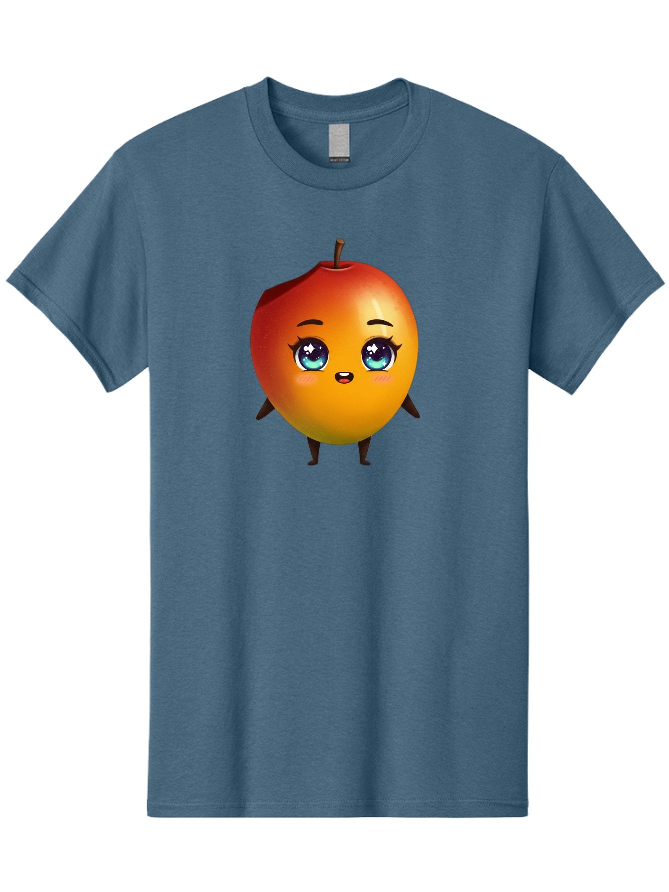 Mango-1 Men'S Graphic Tee, 100% Cotton, Comfortable Casual Summer Wear, Machine Washable, Cartoon Apple, Kawaii Fruit, Adorable Character, Big Eyes, Sweet Expression, Playful Design, Vibrant Colors, Fun Illustration, Kawaii Art Bac128 12
