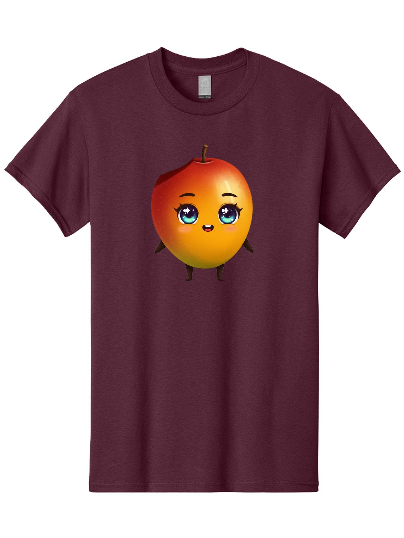 Mango-1 Men'S Graphic Tee, 100% Cotton, Comfortable Casual Summer Wear, Machine Washable, Cartoon Apple, Kawaii Fruit, Adorable Character, Big Eyes, Sweet Expression, Playful Design, Vibrant Colors, Fun Illustration, Kawaii Art Bac128 6
