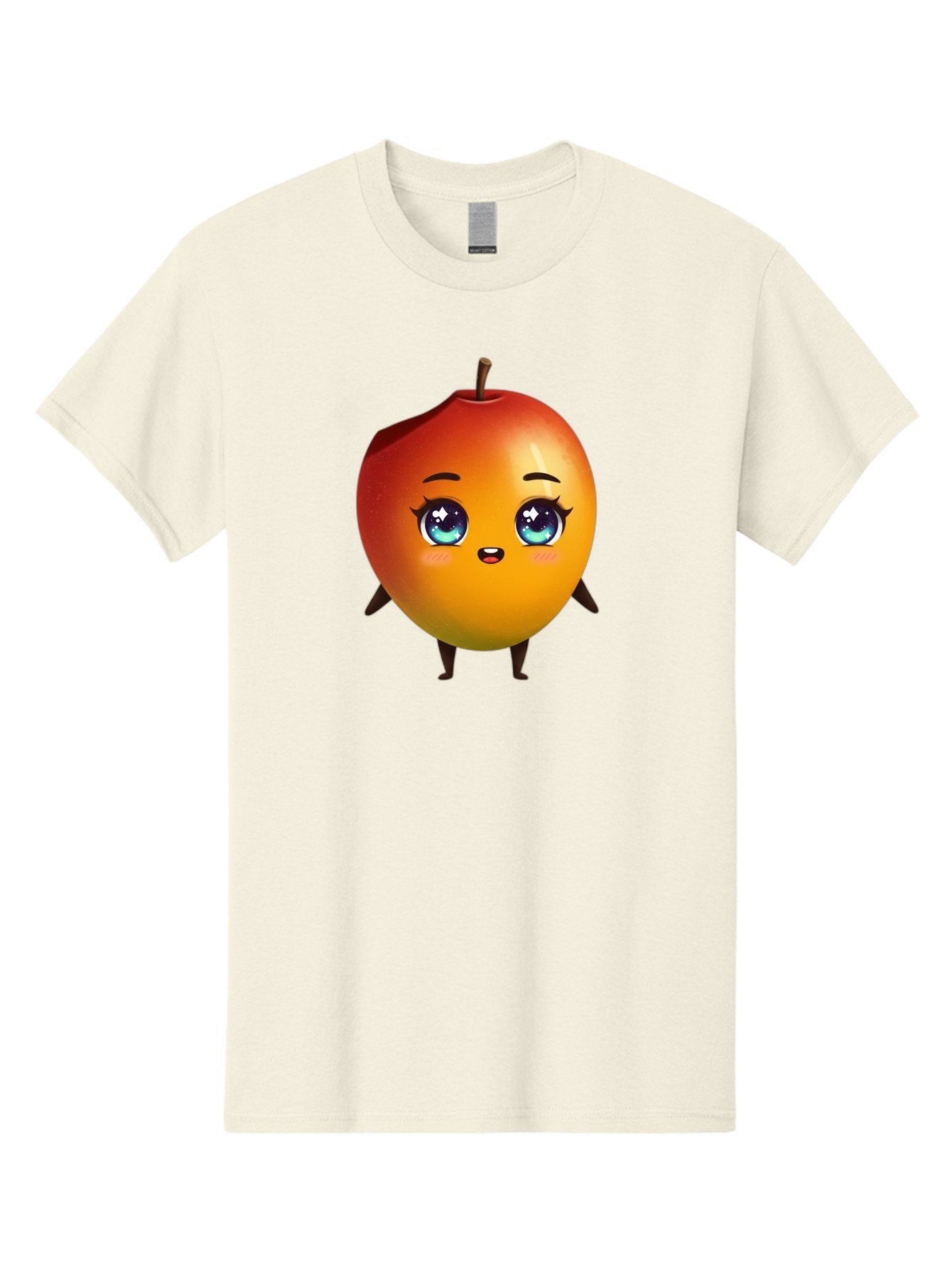 Mango-1 Men'S Graphic Tee, 100% Cotton, Comfortable Casual Summer Wear, Machine Washable, Cartoon Apple, Kawaii Fruit, Adorable Character, Big Eyes, Sweet Expression, Playful Design, Vibrant Colors, Fun Illustration, Kawaii Art Bac128 9