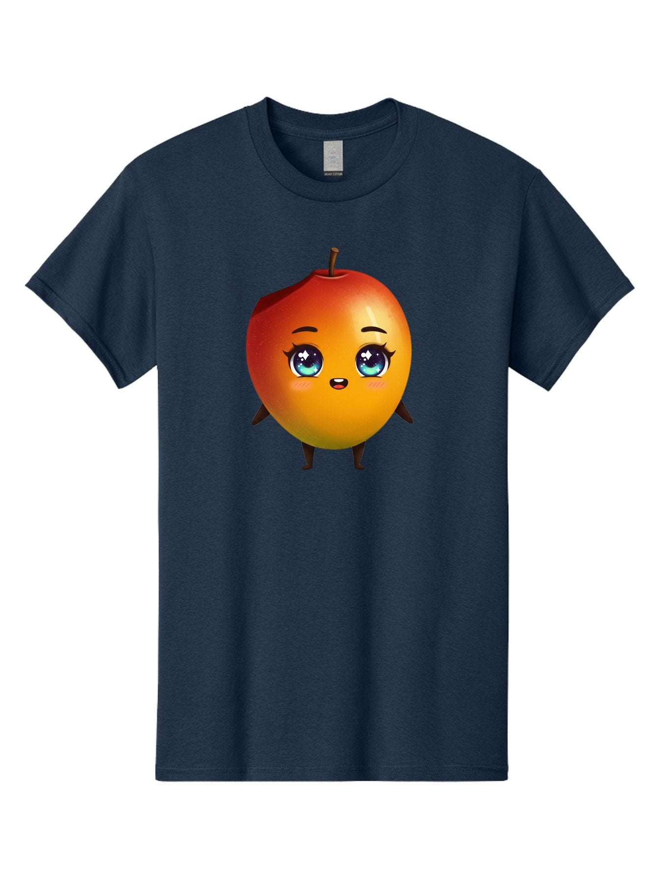 Mango-1 Men'S Graphic Tee, 100% Cotton, Comfortable Casual Summer Wear, Machine Washable, Cartoon Apple, Kawaii Fruit, Adorable Character, Big Eyes, Sweet Expression, Playful Design, Vibrant Colors, Fun Illustration, Kawaii Art Bac128 3