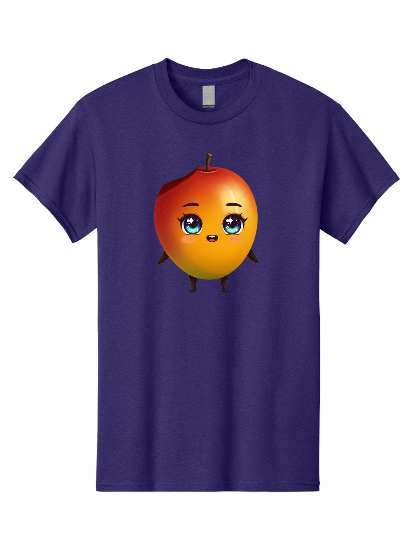 Mango-1 Men'S Graphic Tee, 100% Cotton, Comfortable Casual Summer Wear, Machine Washable, Cartoon Apple, Kawaii Fruit, Adorable Character, Big Eyes, Sweet Expression, Playful Design, Vibrant Colors, Fun Illustration, Kawaii Art Bac128 13