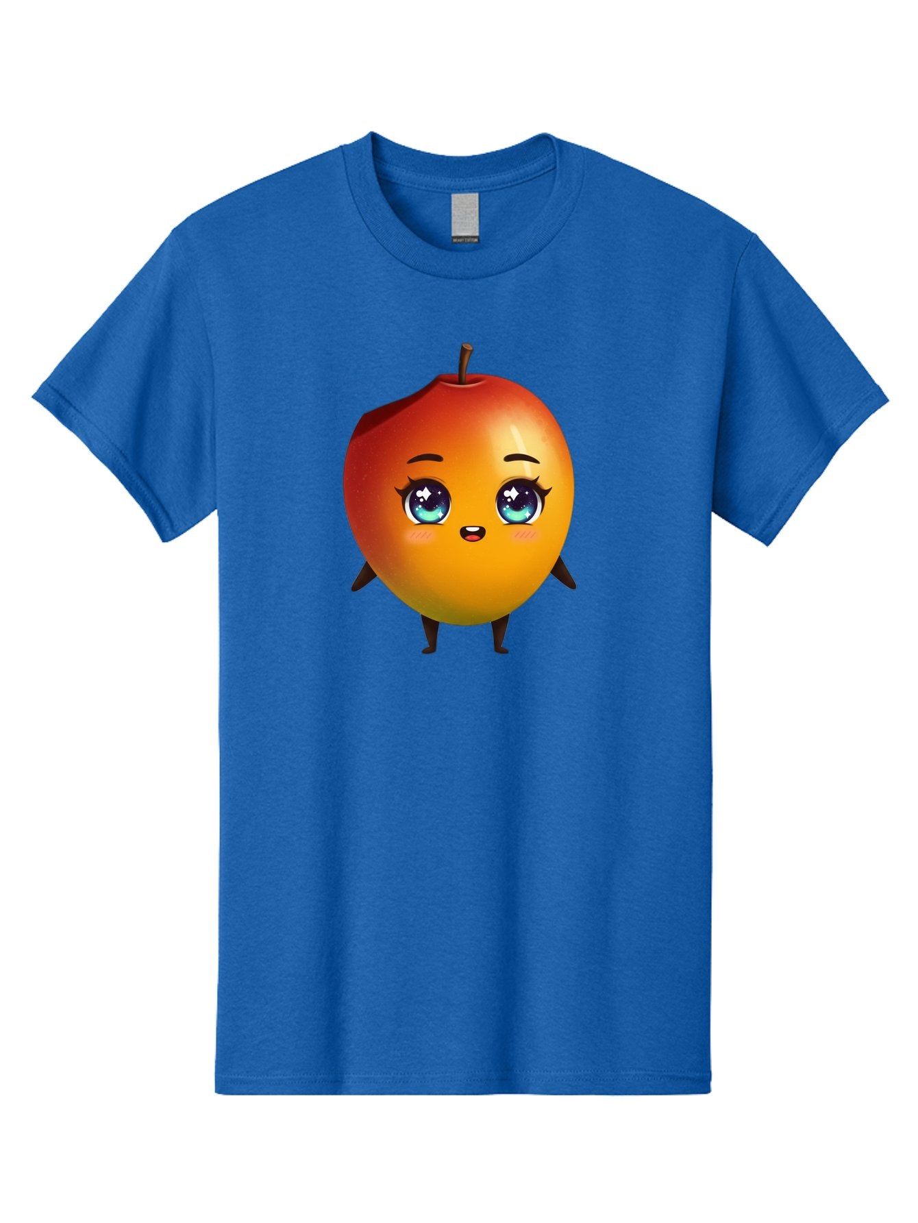 Mango-1 Men'S Graphic Tee, 100% Cotton, Comfortable Casual Summer Wear, Machine Washable, Cartoon Apple, Kawaii Fruit, Adorable Character, Big Eyes, Sweet Expression, Playful Design, Vibrant Colors, Fun Illustration, Kawaii Art Bac128 4