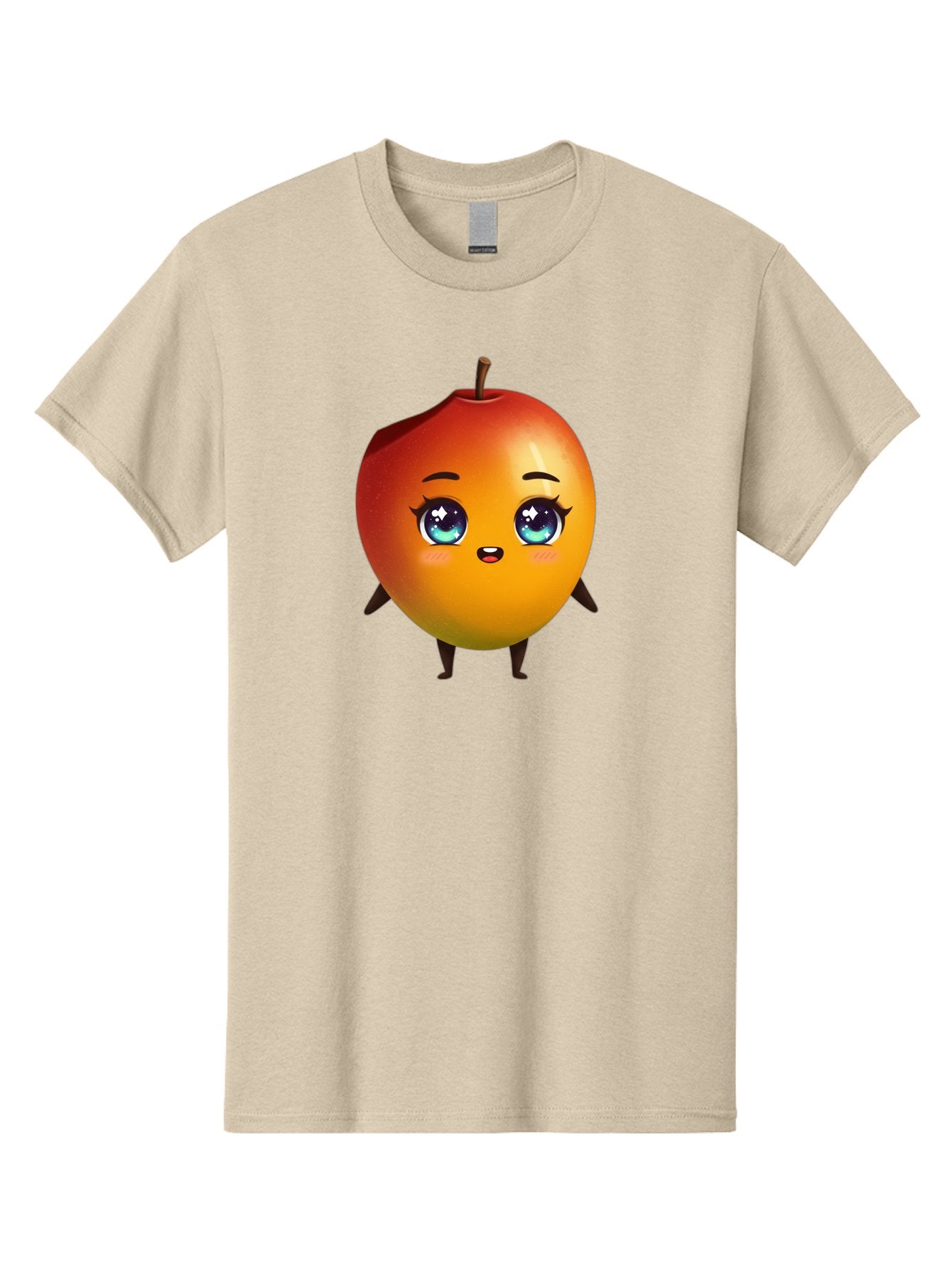 Mango-1 Men'S Graphic Tee, 100% Cotton, Comfortable Casual Summer Wear, Machine Washable, Cartoon Apple, Kawaii Fruit, Adorable Character, Big Eyes, Sweet Expression, Playful Design, Vibrant Colors, Fun Illustration, Kawaii Art Bac128 14