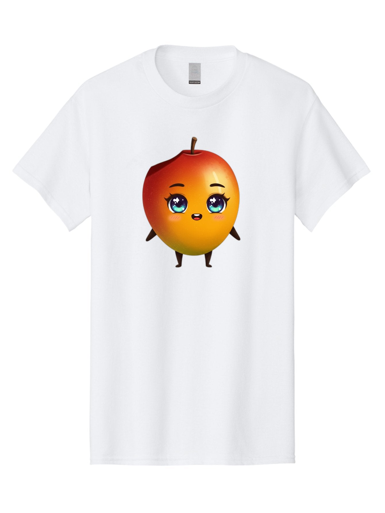Mango-1 Men'S Graphic Tee, 100% Cotton, Comfortable Casual Summer Wear, Machine Washable, Cartoon Apple, Kawaii Fruit, Adorable Character, Big Eyes, Sweet Expression, Playful Design, Vibrant Colors, Fun Illustration, Kawaii Art Bac128 15