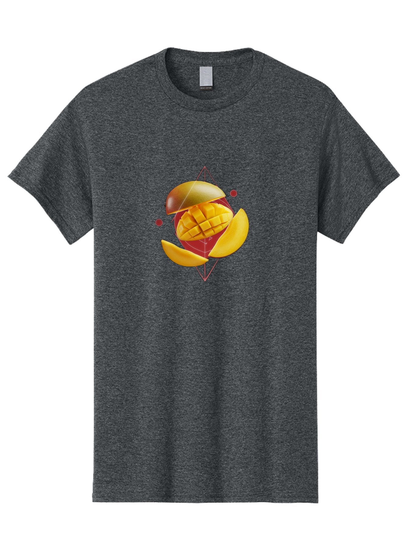 Mango-2 Men'S Graphic Tee, 100% Cotton, Comfortable Casual Summer Wear, Machine Washable, Mango Fruit, Sliced Mango, Yellow Fruit, Tropical Flavors, Juicy Texture, Fruit Arrangement, Geometric Shapes, Fresh Produce, Healthy Snack Bac129 10