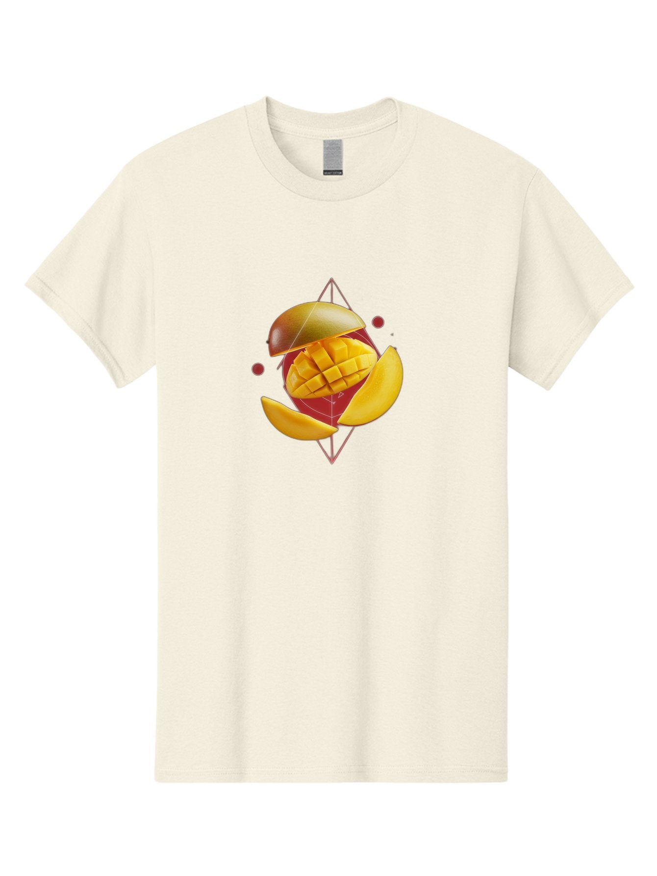 Mango-2 Men'S Graphic Tee, 100% Cotton, Comfortable Casual Summer Wear, Machine Washable, Mango Fruit, Sliced Mango, Yellow Fruit, Tropical Flavors, Juicy Texture, Fruit Arrangement, Geometric Shapes, Fresh Produce, Healthy Snack Bac129 12