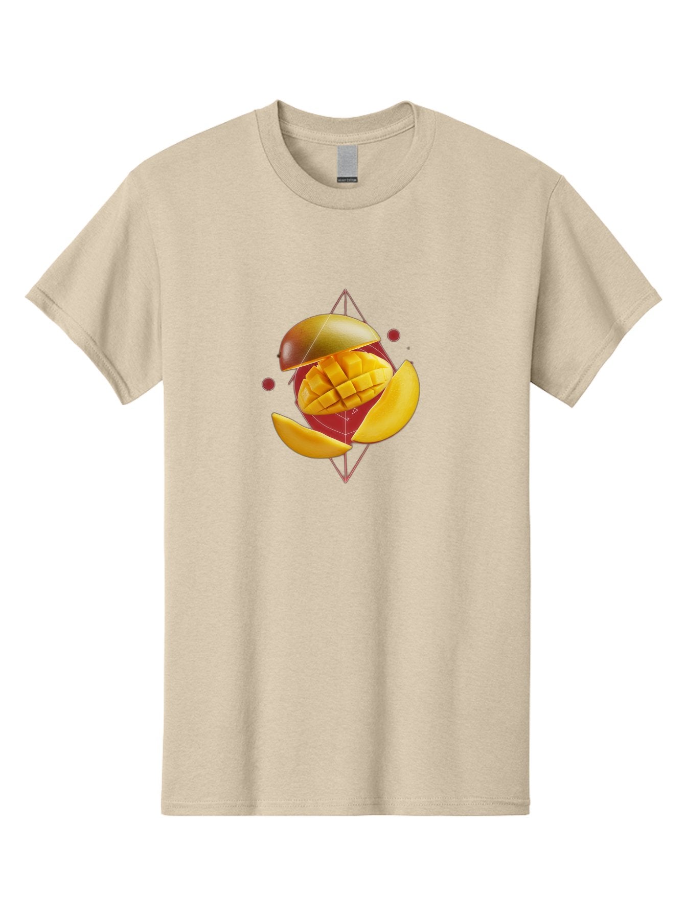 Mango-2 Men'S Graphic Tee, 100% Cotton, Comfortable Casual Summer Wear, Machine Washable, Mango Fruit, Sliced Mango, Yellow Fruit, Tropical Flavors, Juicy Texture, Fruit Arrangement, Geometric Shapes, Fresh Produce, Healthy Snack Bac129 14