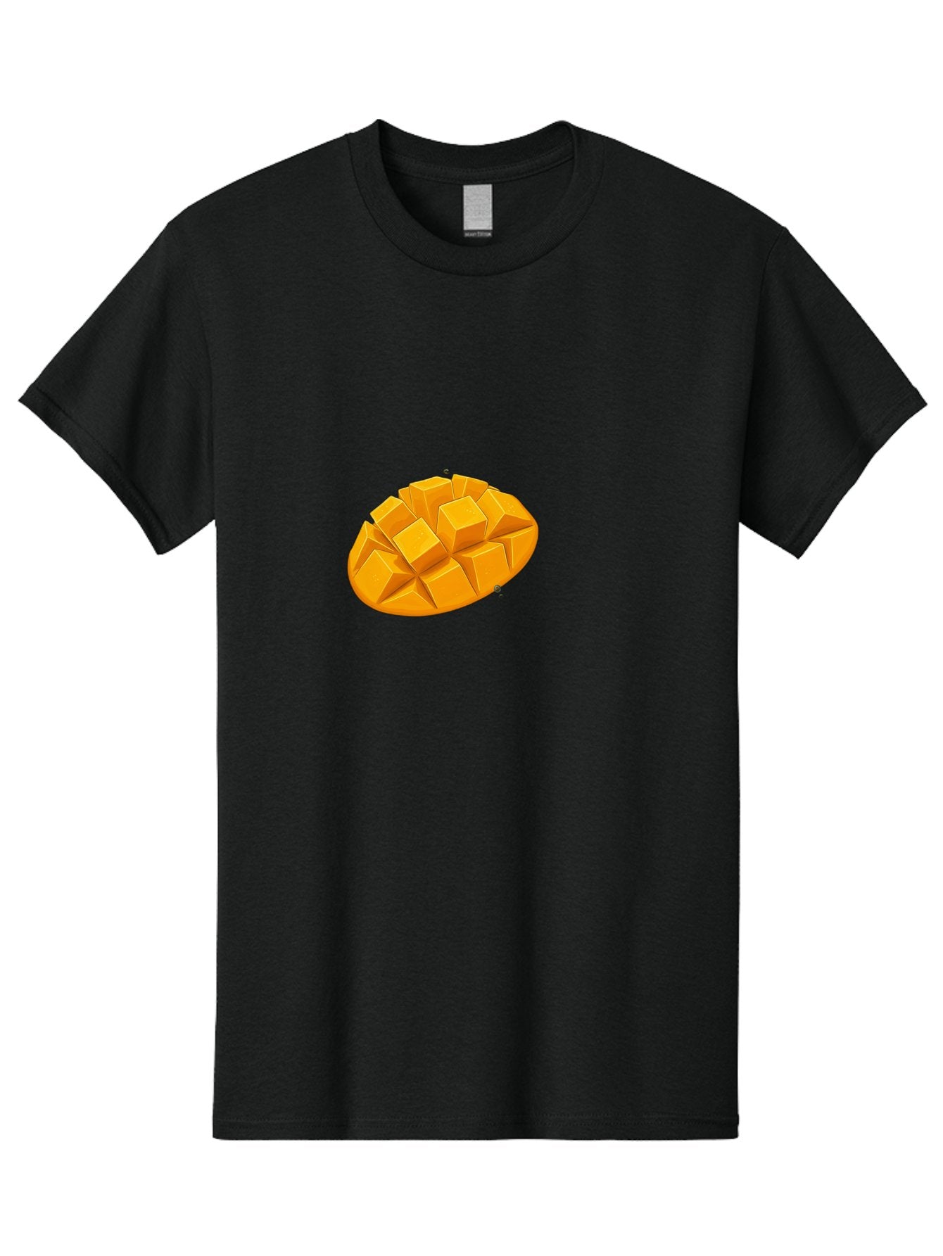 Mango-3 Men'S Graphic Tee, 100% Cotton, Comfortable Casual Summer Wear, Machine Washable, Cubed Mango, Diced Mango, Mango Fruit, Orange Fruit, 3D Illustration, Mango Chunks, Vibrant Orange, Fruit Graphic, Food Illustration Bac130 3