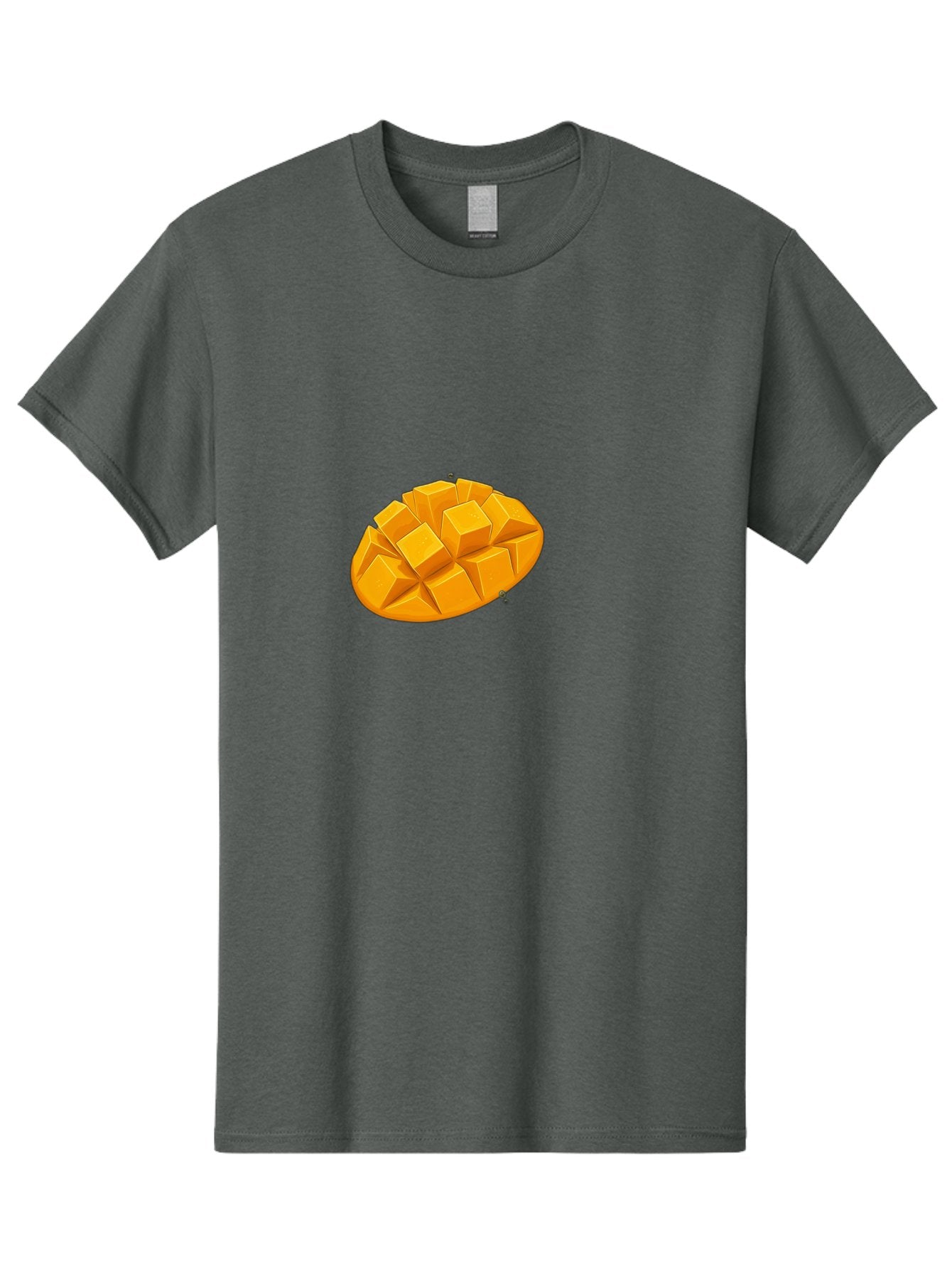 Mango-3 Men'S Graphic Tee, 100% Cotton, Comfortable Casual Summer Wear, Machine Washable, Cubed Mango, Diced Mango, Mango Fruit, Orange Fruit, 3D Illustration, Mango Chunks, Vibrant Orange, Fruit Graphic, Food Illustration Bac130