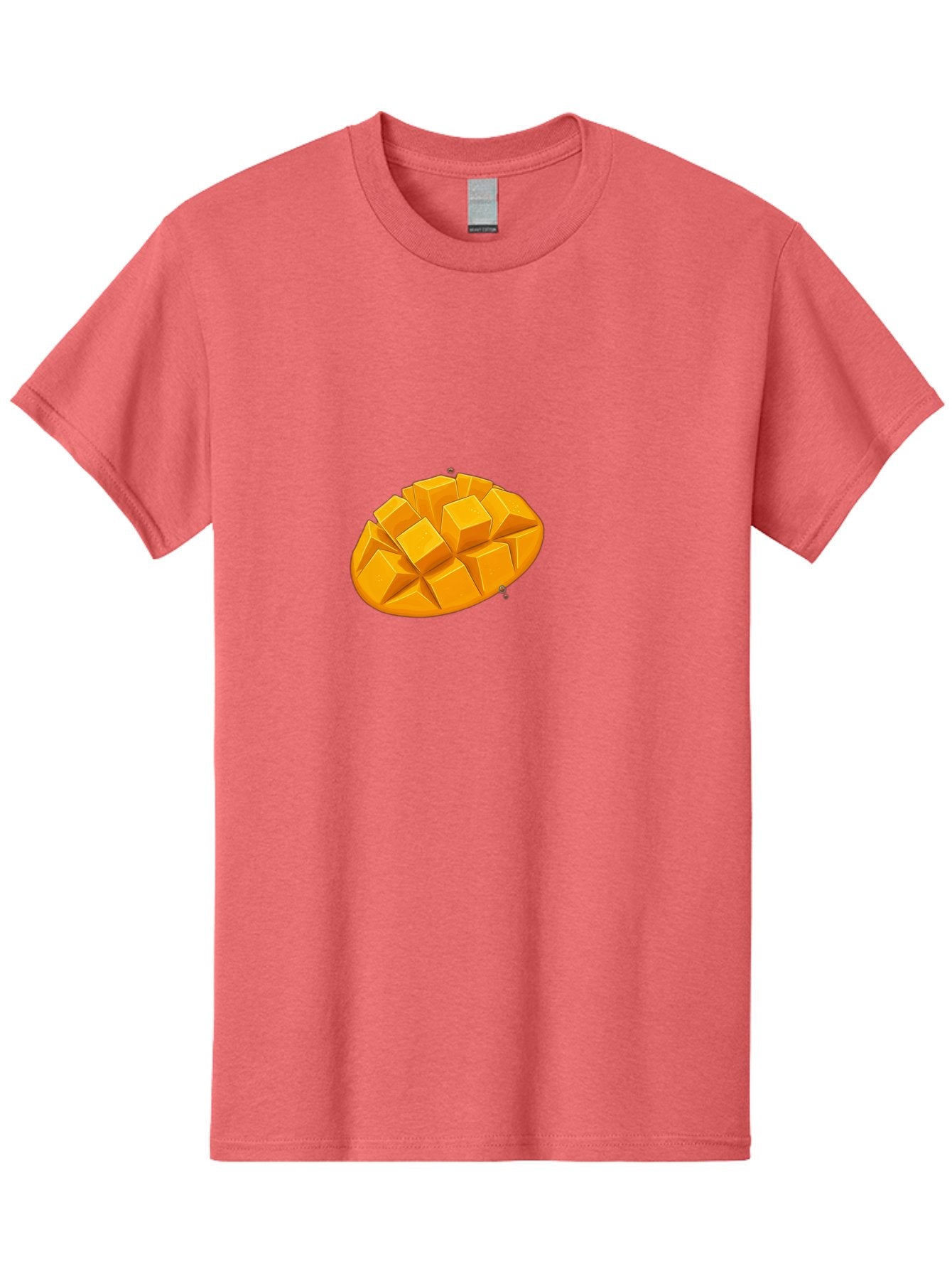 Mango-3 Men'S Graphic Tee, 100% Cotton, Comfortable Casual Summer Wear, Machine Washable, Cubed Mango, Diced Mango, Mango Fruit, Orange Fruit, 3D Illustration, Mango Chunks, Vibrant Orange, Fruit Graphic, Food Illustration Bac130 4