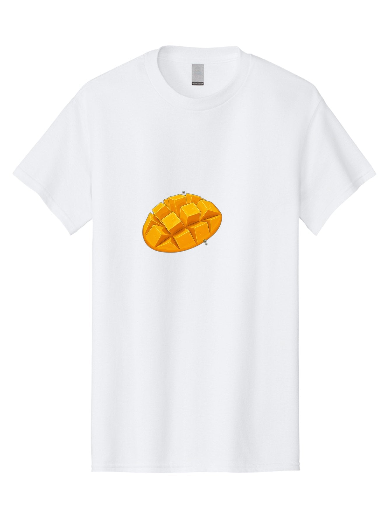 Mango-3 Men'S Graphic Tee, 100% Cotton, Comfortable Casual Summer Wear, Machine Washable, Cubed Mango, Diced Mango, Mango Fruit, Orange Fruit, 3D Illustration, Mango Chunks, Vibrant Orange, Fruit Graphic, Food Illustration Bac130 10