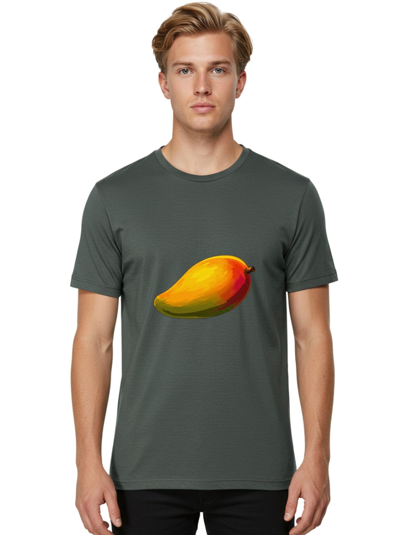 Mango-4 Men'S Graphic Tee, 100% Cotton, Comfortable Casual Summer Wear, Machine Washable, Yellow Mango, Ripe Fruit, Tropical Flavor, Sweet Juice, Vibrant Color, Digital Art, Fruit Illustration, Mango Graphic Bac131 18