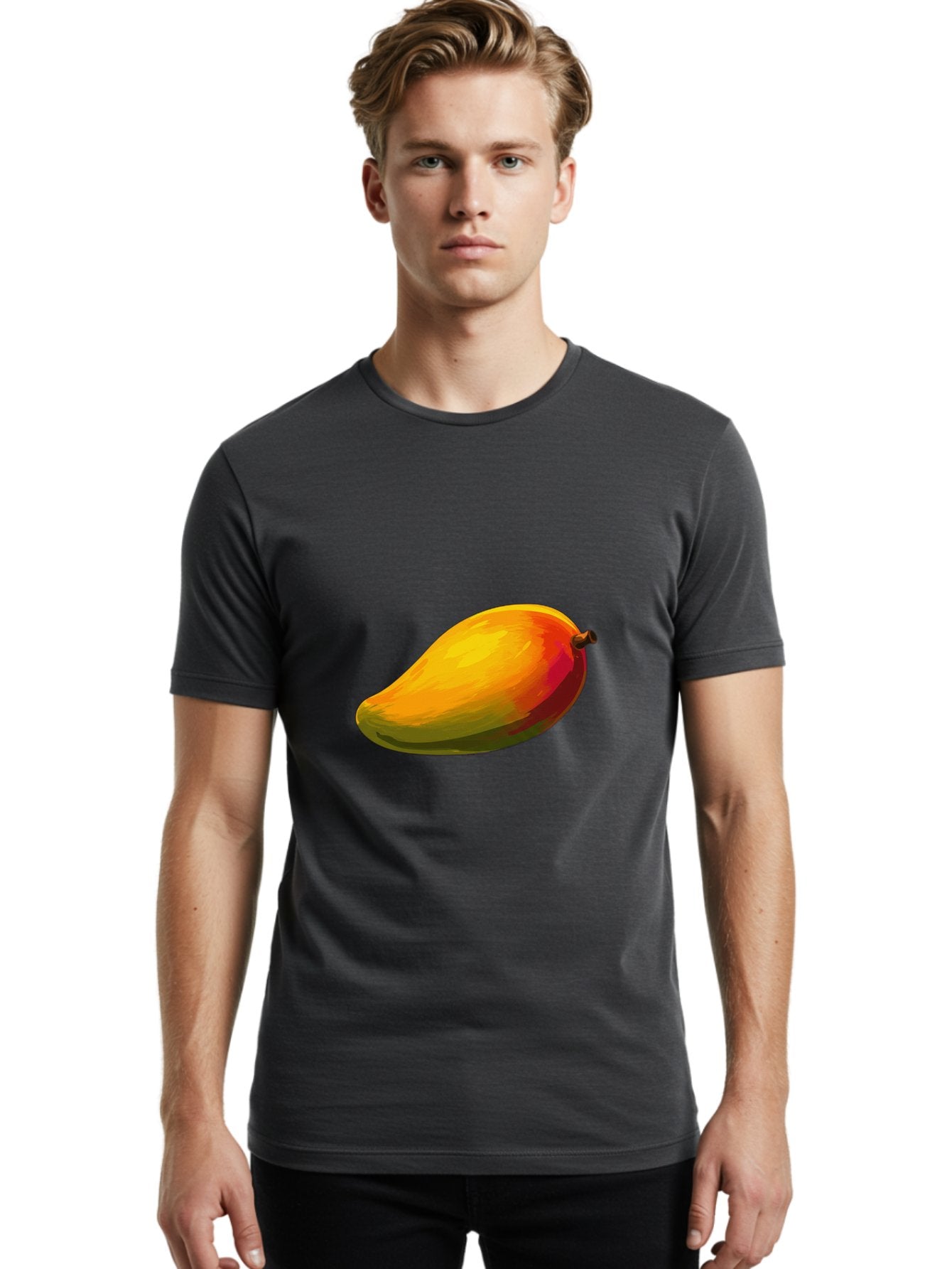 Mango-4 Men'S Graphic Tee, 100% Cotton, Comfortable Casual Summer Wear, Machine Washable, Yellow Mango, Ripe Fruit, Tropical Flavor, Sweet Juice, Vibrant Color, Digital Art, Fruit Illustration, Mango Graphic Bac131 17