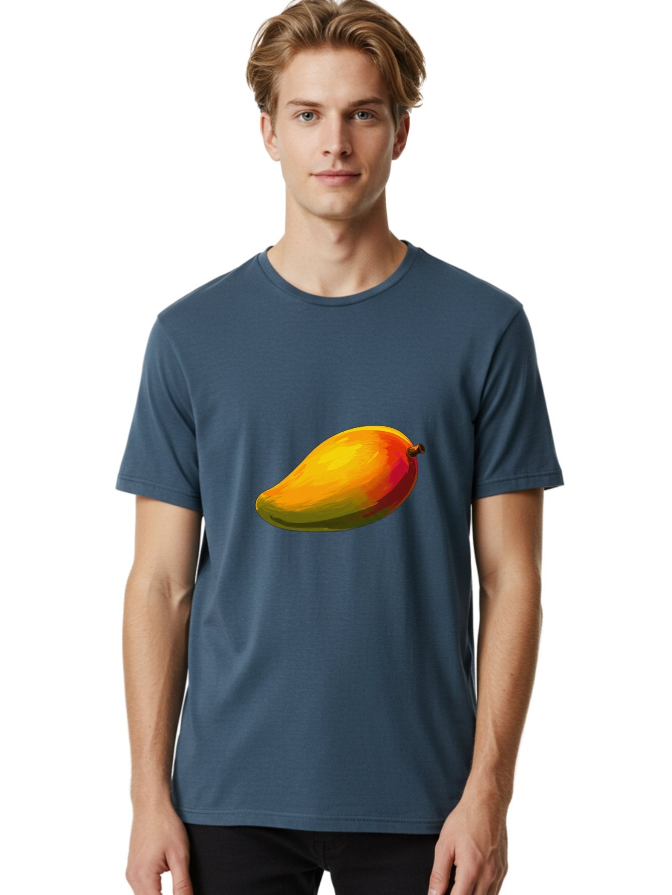 Mango-4 Men'S Graphic Tee, 100% Cotton, Comfortable Casual Summer Wear, Machine Washable, Yellow Mango, Ripe Fruit, Tropical Flavor, Sweet Juice, Vibrant Color, Digital Art, Fruit Illustration, Mango Graphic Bac131 26