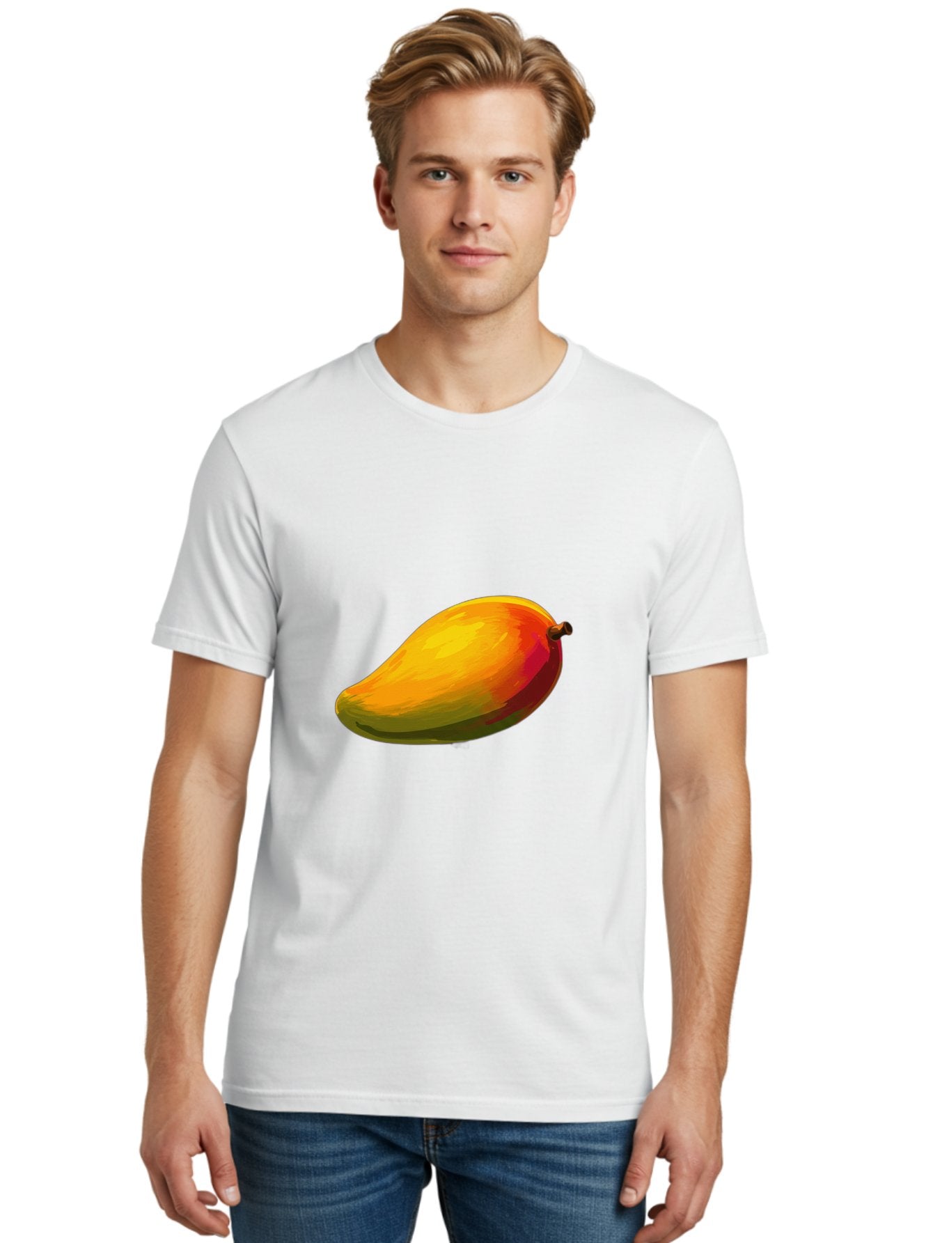 Mango-4 Men'S Graphic Tee, 100% Cotton, Comfortable Casual Summer Wear, Machine Washable, Yellow Mango, Ripe Fruit, Tropical Flavor, Sweet Juice, Vibrant Color, Digital Art, Fruit Illustration, Mango Graphic Bac131 22