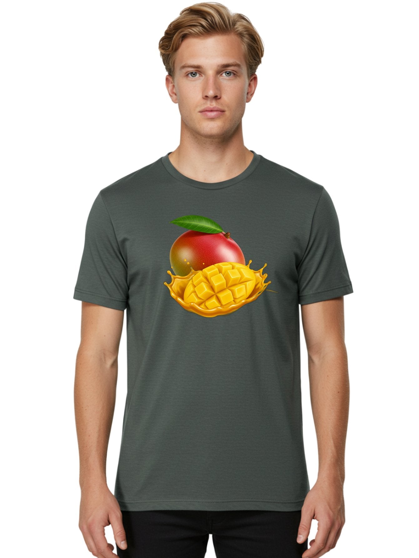 Mango-5 Men'S Graphic Tee, 100% Cotton, Comfortable Casual Summer Wear, Machine Washable, Juicy Mango, Mango Chunks, Fresh Fruit, Yellow Mango, Ripe Mango, Mango Juice, Tropical Flavors, Sweet And Tangy Bac132 23