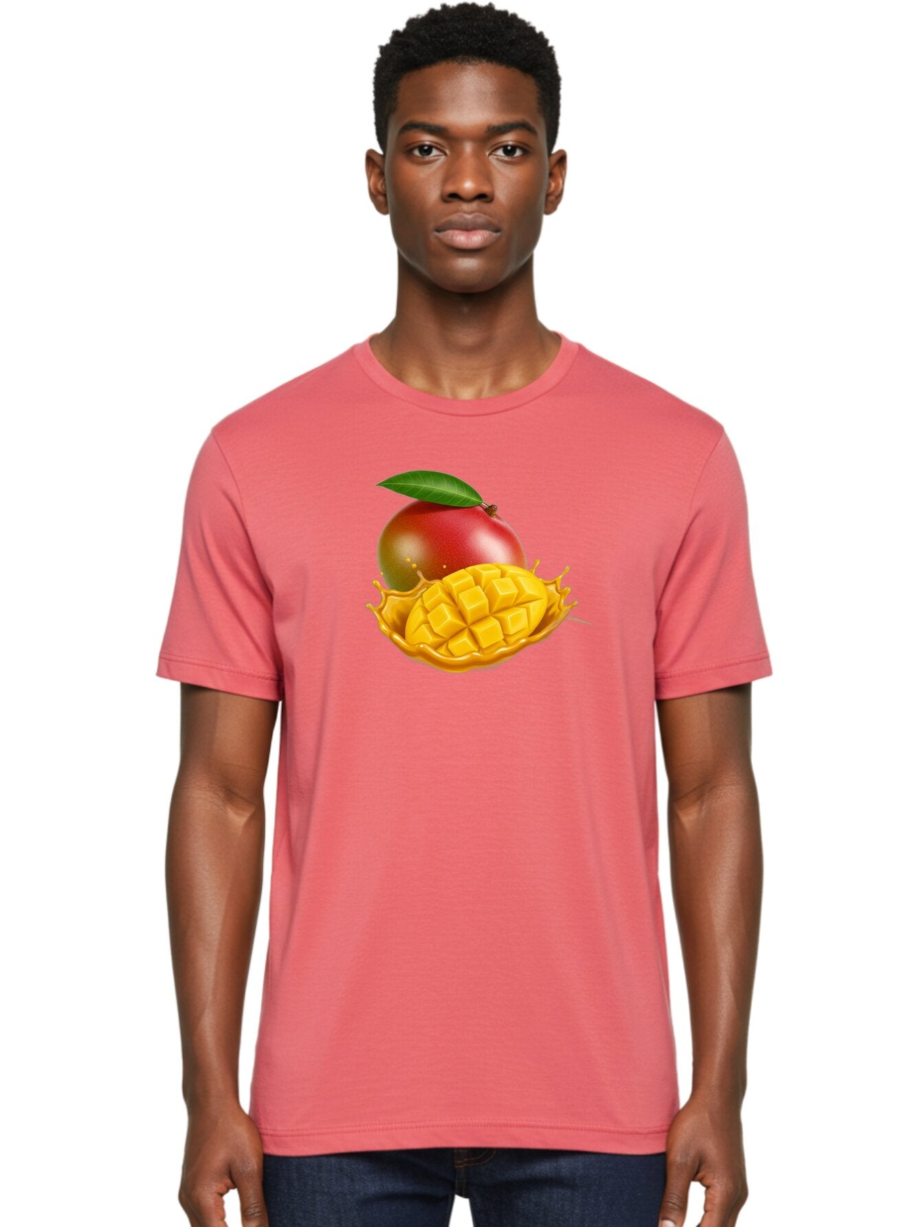 Mango-5 Men'S Graphic Tee, 100% Cotton, Comfortable Casual Summer Wear, Machine Washable, Juicy Mango, Mango Chunks, Fresh Fruit, Yellow Mango, Ripe Mango, Mango Juice, Tropical Flavors, Sweet And Tangy Bac132 24