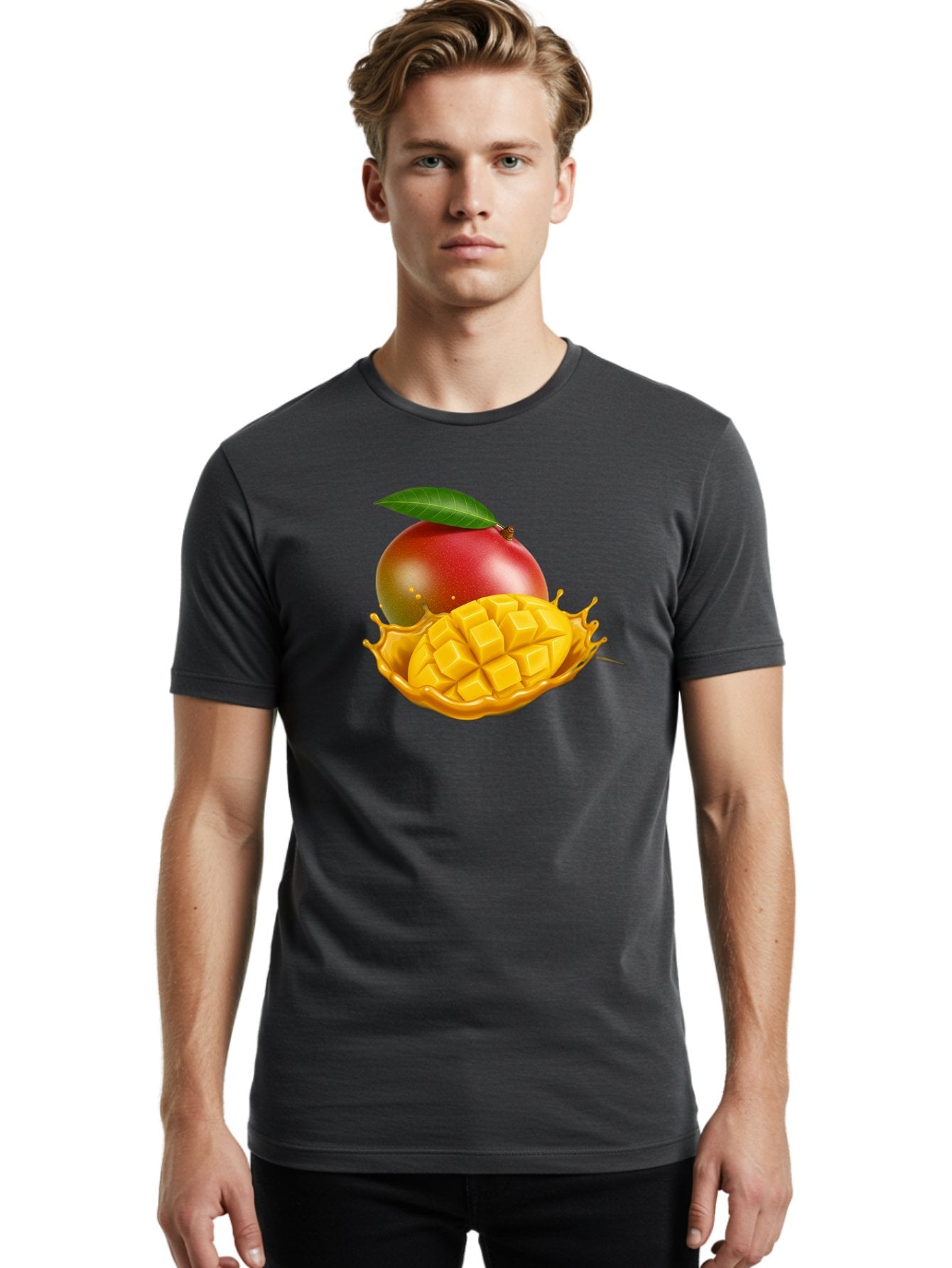 Mango-5 Men'S Graphic Tee, 100% Cotton, Comfortable Casual Summer Wear, Machine Washable, Juicy Mango, Mango Chunks, Fresh Fruit, Yellow Mango, Ripe Mango, Mango Juice, Tropical Flavors, Sweet And Tangy Bac132 22