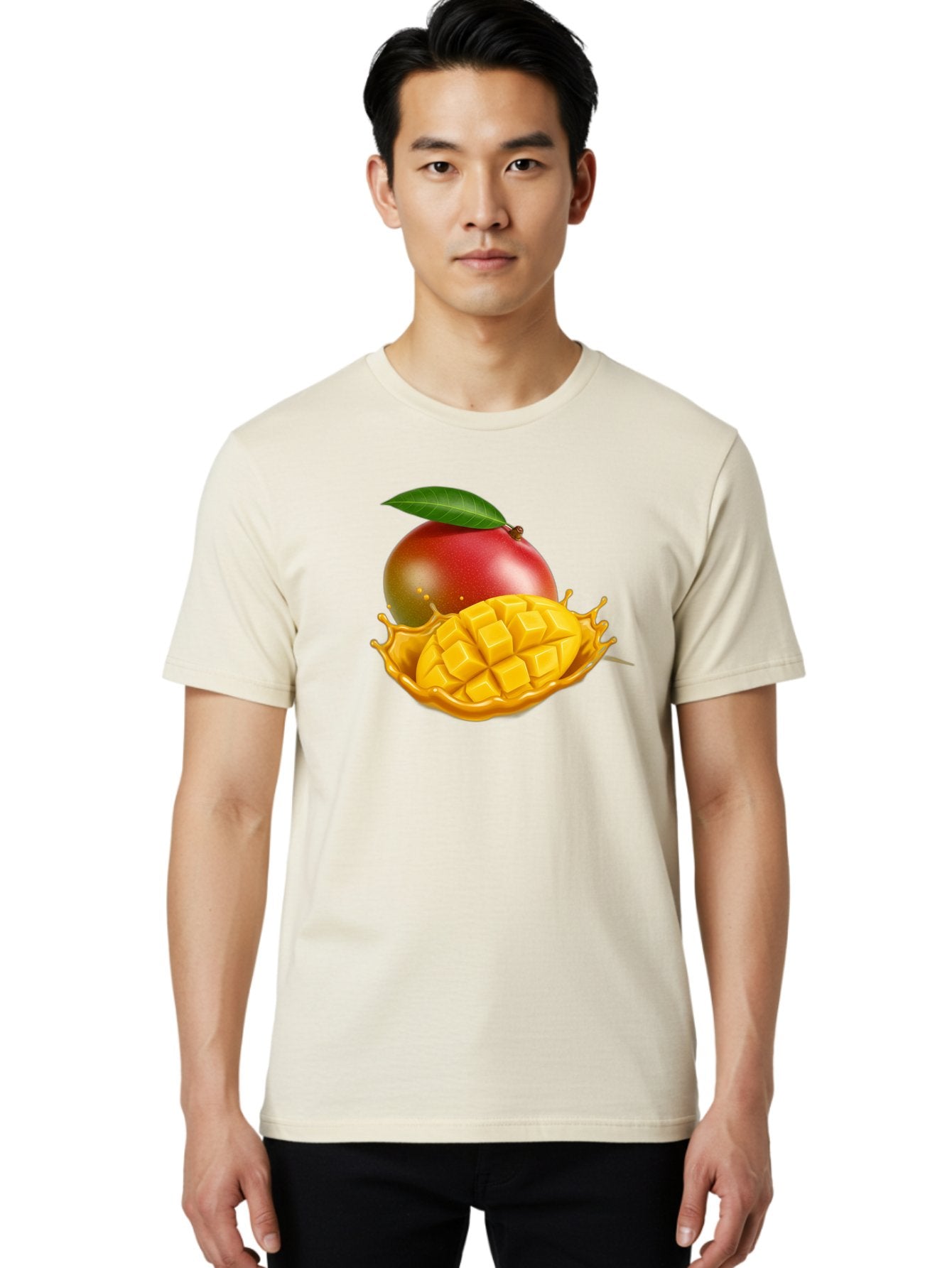 Mango-5 Men'S Graphic Tee, 100% Cotton, Comfortable Casual Summer Wear, Machine Washable, Juicy Mango, Mango Chunks, Fresh Fruit, Yellow Mango, Ripe Mango, Mango Juice, Tropical Flavors, Sweet And Tangy Bac132 26