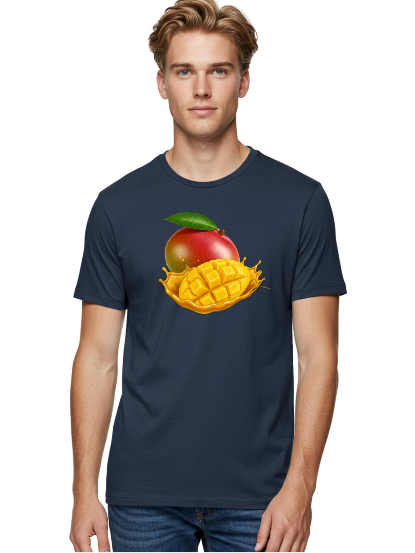 Mango-5 Men'S Graphic Tee, 100% Cotton, Comfortable Casual Summer Wear, Machine Washable, Juicy Mango, Mango Chunks, Fresh Fruit, Yellow Mango, Ripe Mango, Mango Juice, Tropical Flavors, Sweet And Tangy Bac132 29
