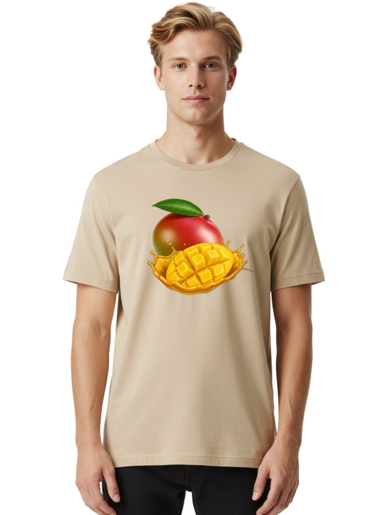 Mango-5 Men'S Graphic Tee, 100% Cotton, Comfortable Casual Summer Wear, Machine Washable, Juicy Mango, Mango Chunks, Fresh Fruit, Yellow Mango, Ripe Mango, Mango Juice, Tropical Flavors, Sweet And Tangy Bac132 18