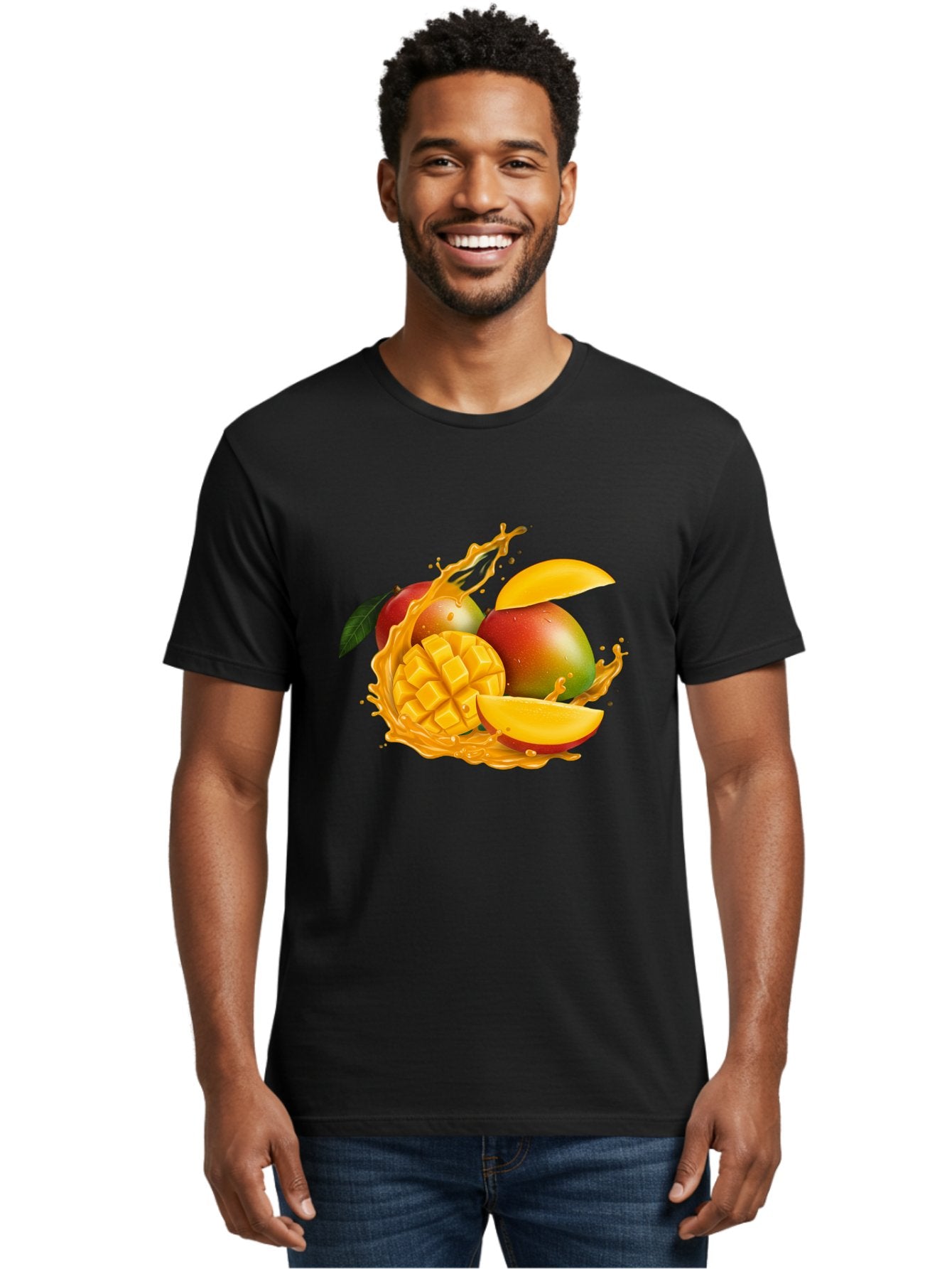 Mango-6 Men'S Graphic Tee, 100% Cotton, Comfortable Casual Summer Wear, Machine Washable, Juicy Mango, Mango Slices, Mango Chunks, Fresh Fruit, Tropical Fruit, Vibrant Colors, Splashing Juice, Mango Juice Bac133 27