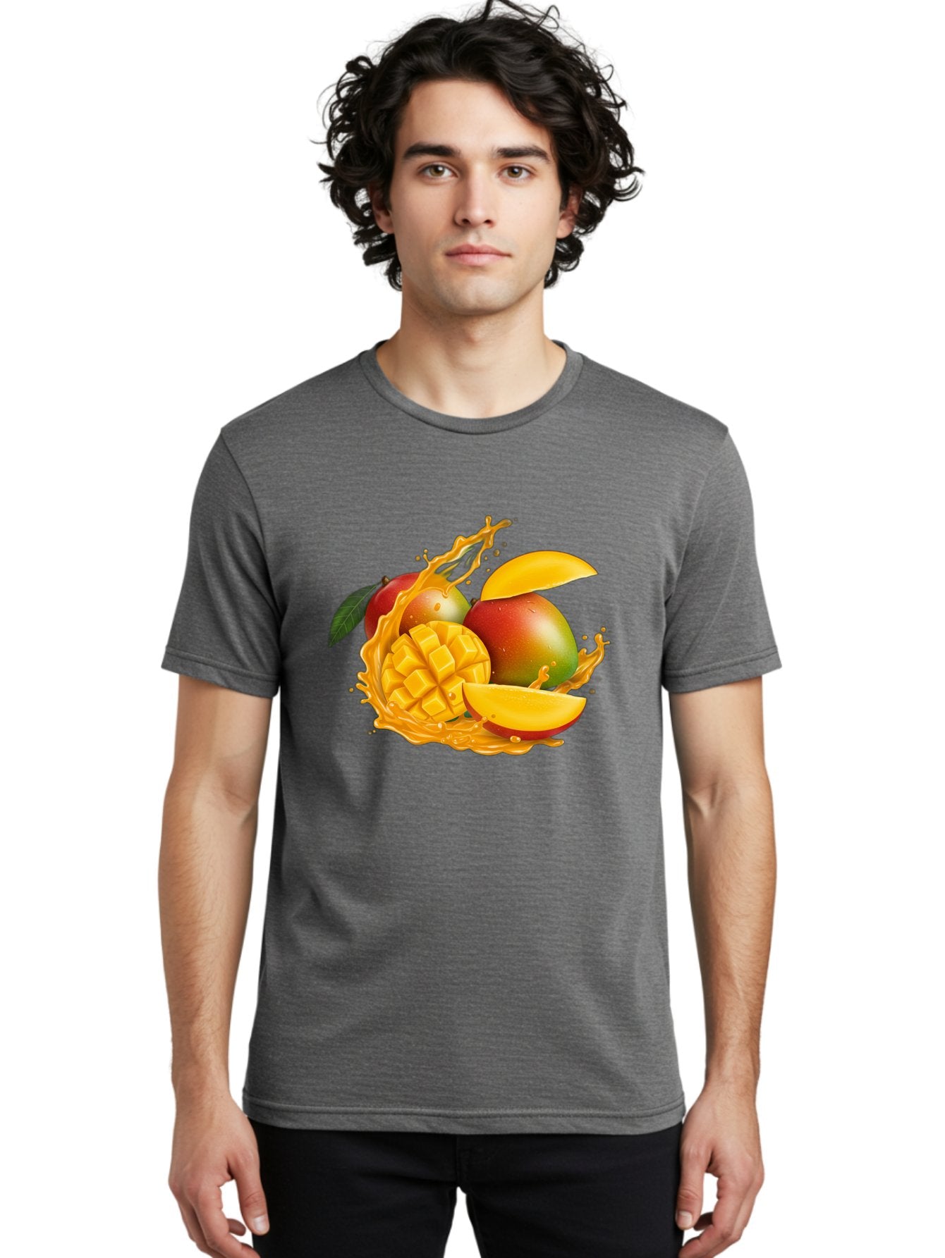 Mango-6 Men'S Graphic Tee, 100% Cotton, Comfortable Casual Summer Wear, Machine Washable, Juicy Mango, Mango Slices, Mango Chunks, Fresh Fruit, Tropical Fruit, Vibrant Colors, Splashing Juice, Mango Juice Bac133 21