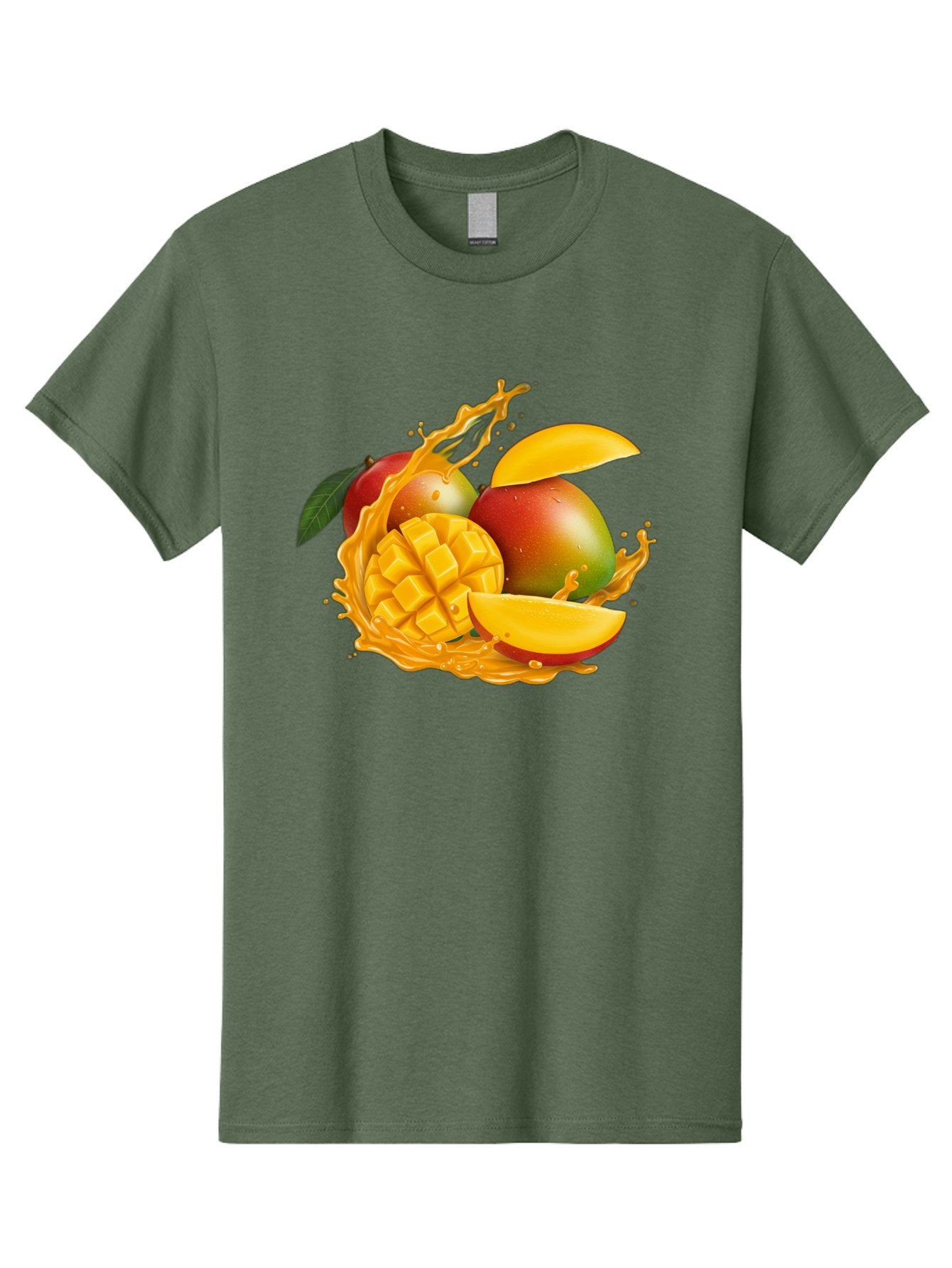 Mango-6 Men'S Graphic Tee, 100% Cotton, Comfortable Casual Summer Wear, Machine Washable, Juicy Mango, Mango Slices, Mango Chunks, Fresh Fruit, Tropical Fruit, Vibrant Colors, Splashing Juice, Mango Juice Bac133 5