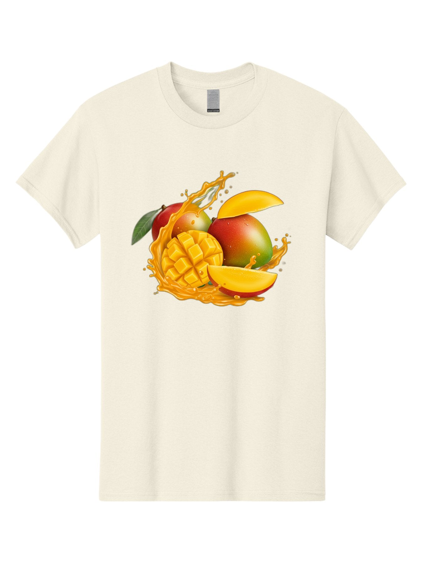 Mango-6 Men'S Graphic Tee, 100% Cotton, Comfortable Casual Summer Wear, Machine Washable, Juicy Mango, Mango Slices, Mango Chunks, Fresh Fruit, Tropical Fruit, Vibrant Colors, Splashing Juice, Mango Juice Bac133 12