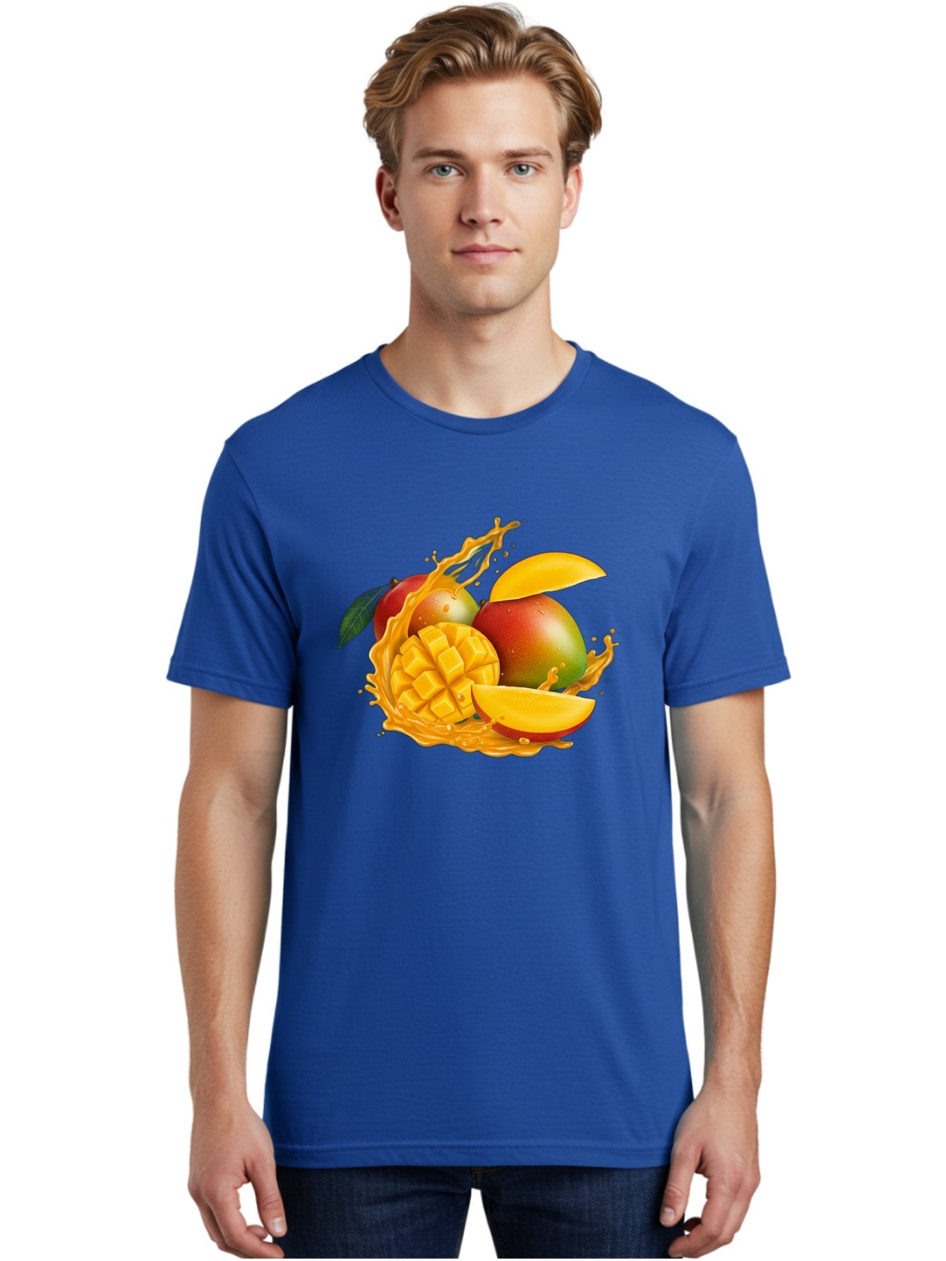 Mango-6 Men'S Graphic Tee, 100% Cotton, Comfortable Casual Summer Wear, Machine Washable, Juicy Mango, Mango Slices, Mango Chunks, Fresh Fruit, Tropical Fruit, Vibrant Colors, Splashing Juice, Mango Juice Bac133 29
