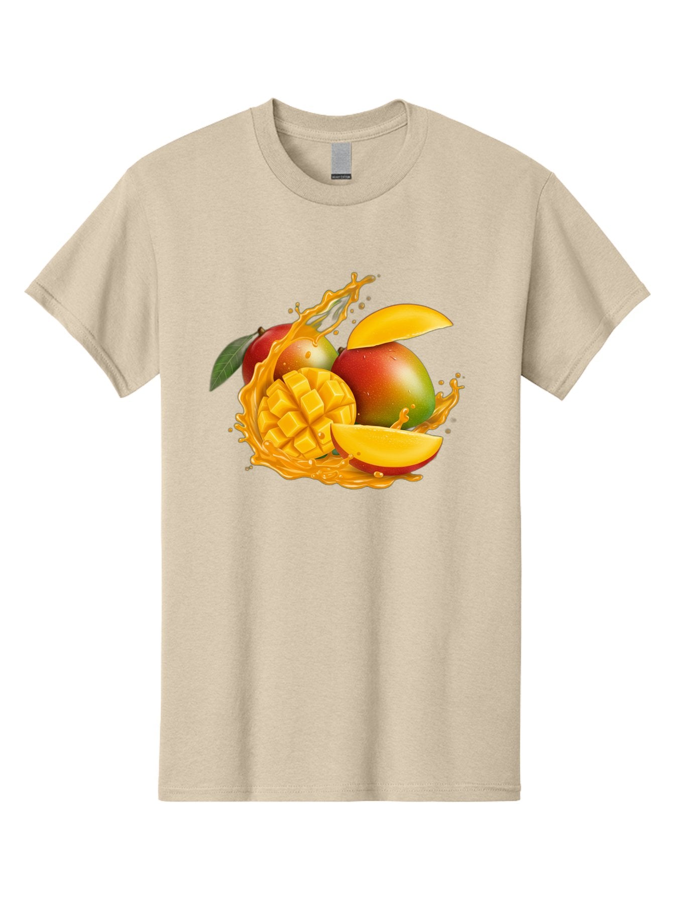 Mango-6 Men'S Graphic Tee, 100% Cotton, Comfortable Casual Summer Wear, Machine Washable, Juicy Mango, Mango Slices, Mango Chunks, Fresh Fruit, Tropical Fruit, Vibrant Colors, Splashing Juice, Mango Juice Bac133 10