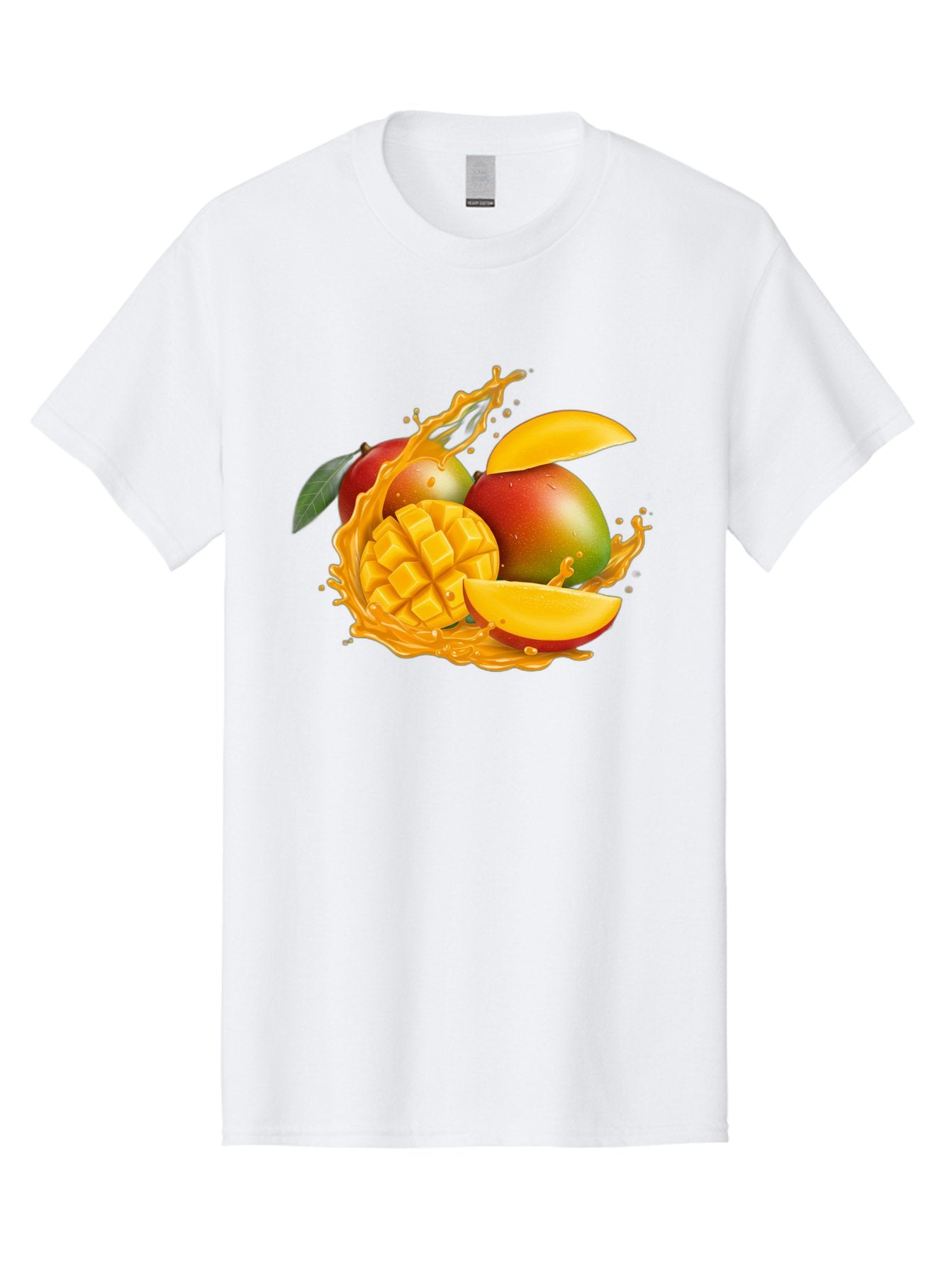 Mango-6 Men'S Graphic Tee, 100% Cotton, Comfortable Casual Summer Wear, Machine Washable, Juicy Mango, Mango Slices, Mango Chunks, Fresh Fruit, Tropical Fruit, Vibrant Colors, Splashing Juice, Mango Juice Bac133