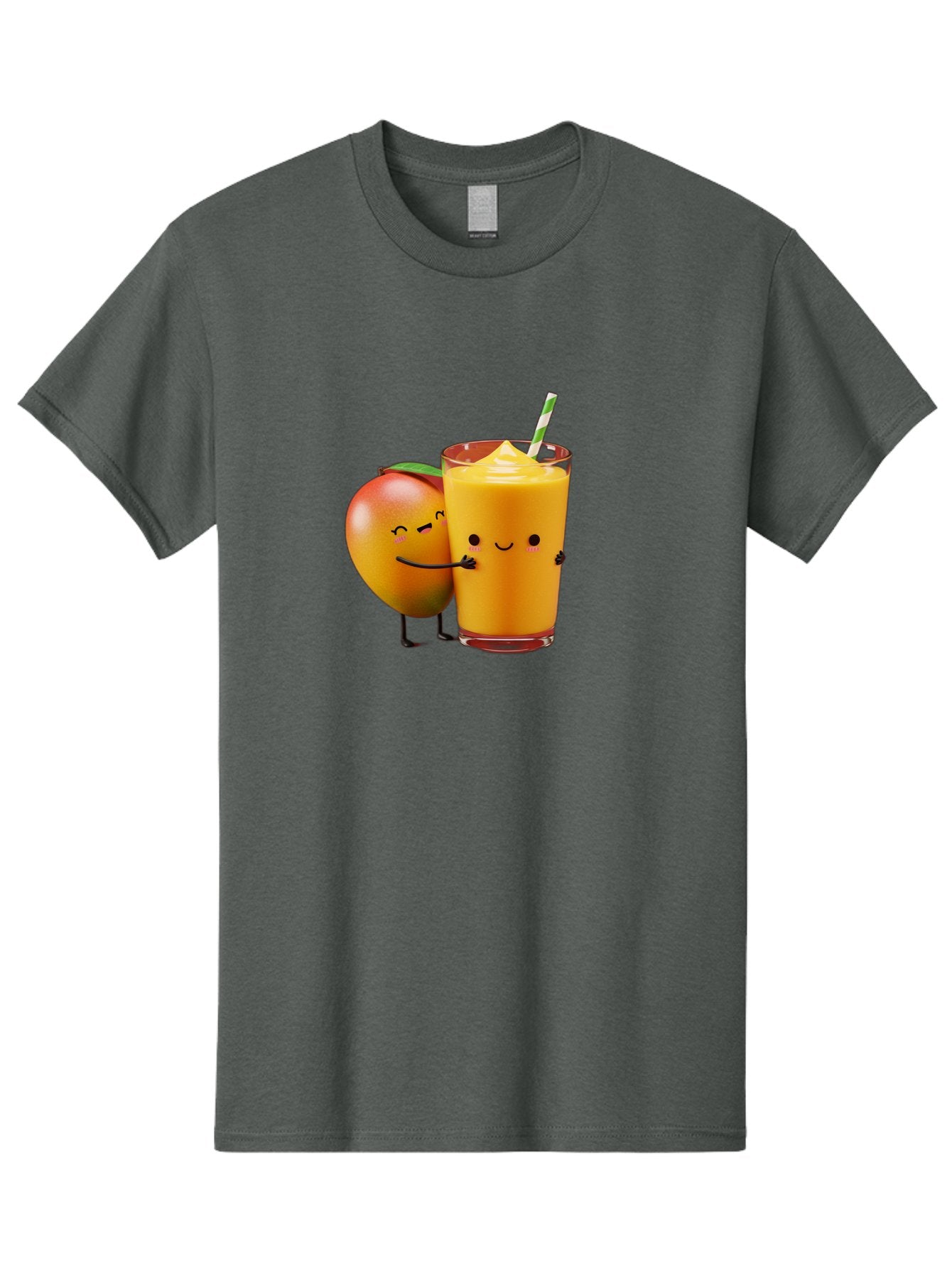 Mango-And-Smoothie Men'S Graphic Tee, 100% Cotton, Comfortable Casual Summer Wear, Machine Washable, Mango Smoothie, Mango Characters, Funny Illustration, Healthy Drink, Cartoon Fruit, Refreshing Beverage, Orange Juice, Happy Face, Bac134 11