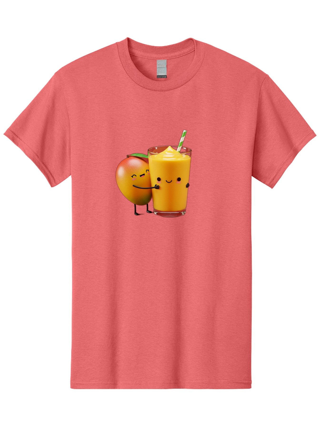 Mango-And-Smoothie Men'S Graphic Tee, 100% Cotton, Comfortable Casual Summer Wear, Machine Washable, Mango Smoothie, Mango Characters, Funny Illustration, Healthy Drink, Cartoon Fruit, Refreshing Beverage, Orange Juice, Happy Face, Bac134 10
