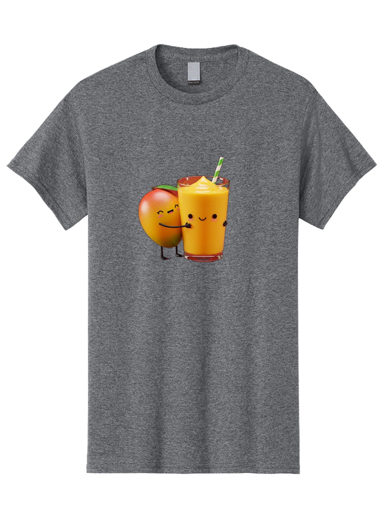 Mango-And-Smoothie Men'S Graphic Tee, 100% Cotton, Comfortable Casual Summer Wear, Machine Washable, Mango Smoothie, Mango Characters, Funny Illustration, Healthy Drink, Cartoon Fruit, Refreshing Beverage, Orange Juice, Happy Face, Bac134 3