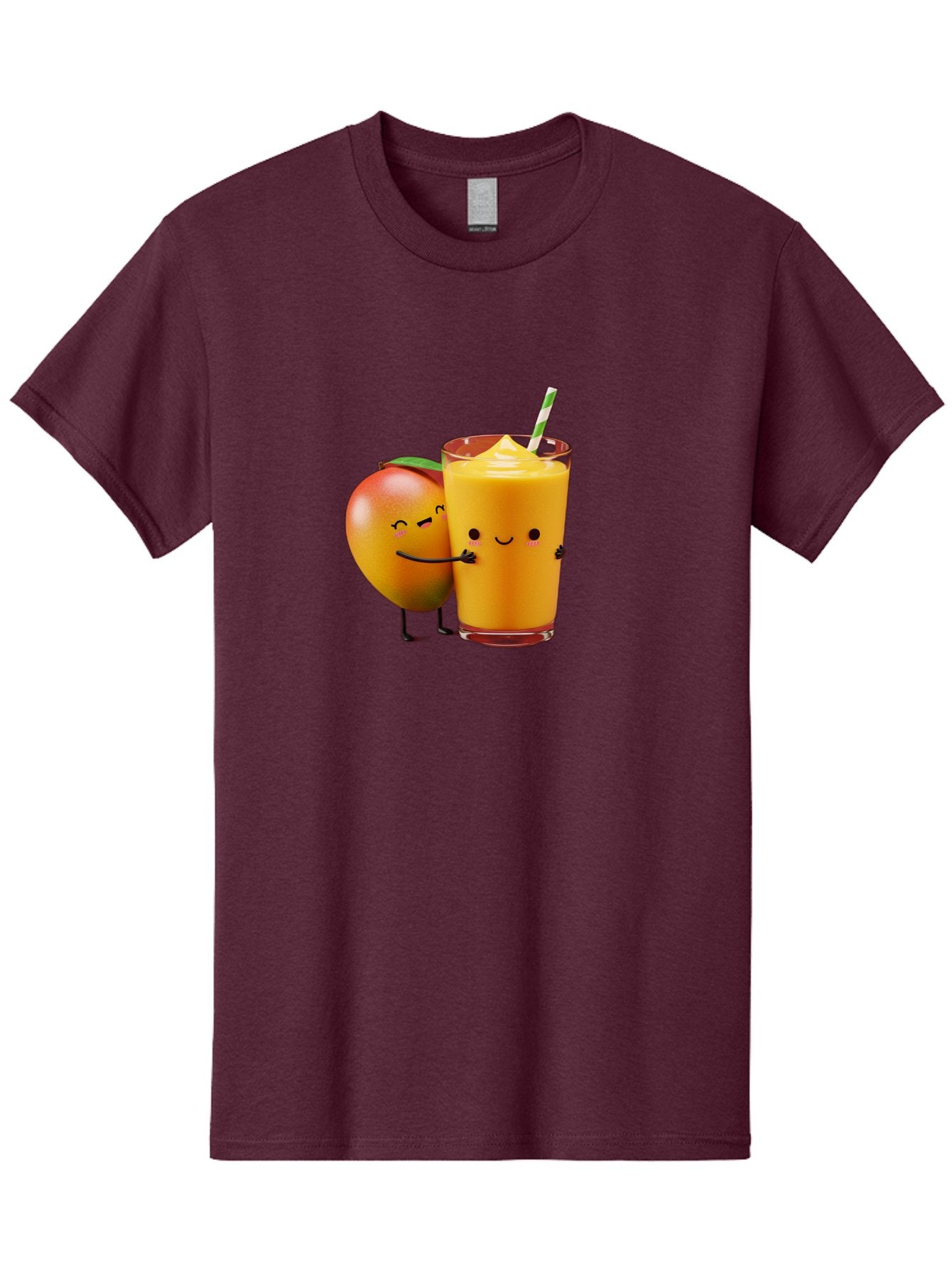 Mango-And-Smoothie Men'S Graphic Tee, 100% Cotton, Comfortable Casual Summer Wear, Machine Washable, Mango Smoothie, Mango Characters, Funny Illustration, Healthy Drink, Cartoon Fruit, Refreshing Beverage, Orange Juice, Happy Face, Bac134 4