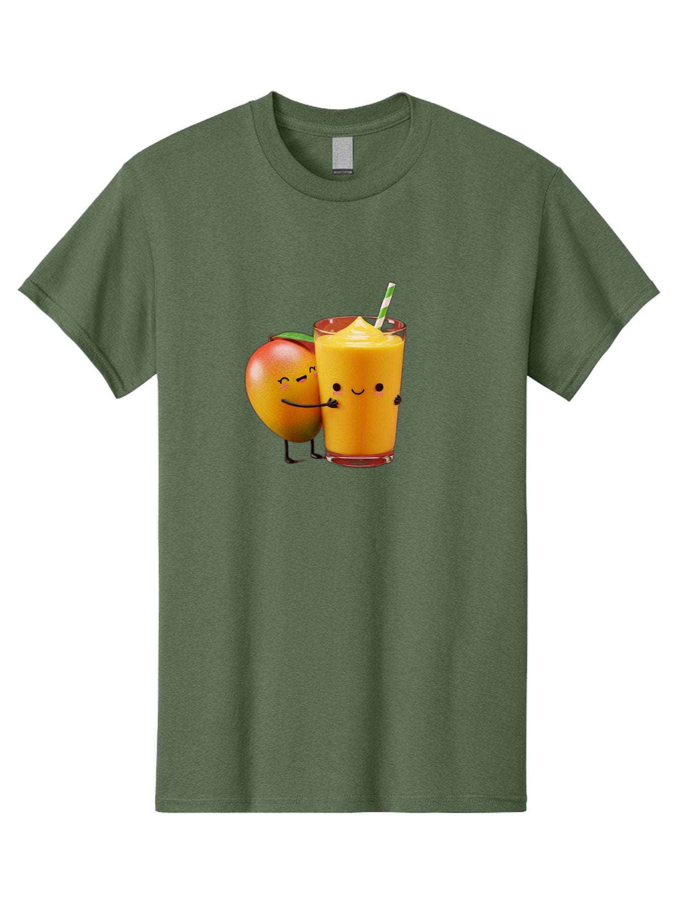 Mango-And-Smoothie Men'S Graphic Tee, 100% Cotton, Comfortable Casual Summer Wear, Machine Washable, Mango Smoothie, Mango Characters, Funny Illustration, Healthy Drink, Cartoon Fruit, Refreshing Beverage, Orange Juice, Happy Face, Bac134 5