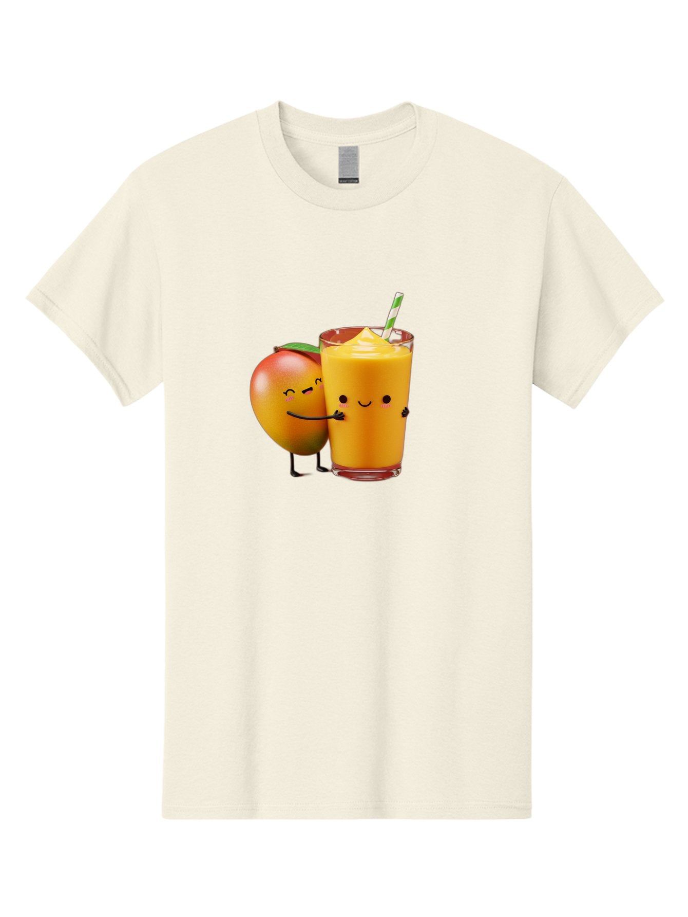 Mango-And-Smoothie Men'S Graphic Tee, 100% Cotton, Comfortable Casual Summer Wear, Machine Washable, Mango Smoothie, Mango Characters, Funny Illustration, Healthy Drink, Cartoon Fruit, Refreshing Beverage, Orange Juice, Happy Face, Bac134 12