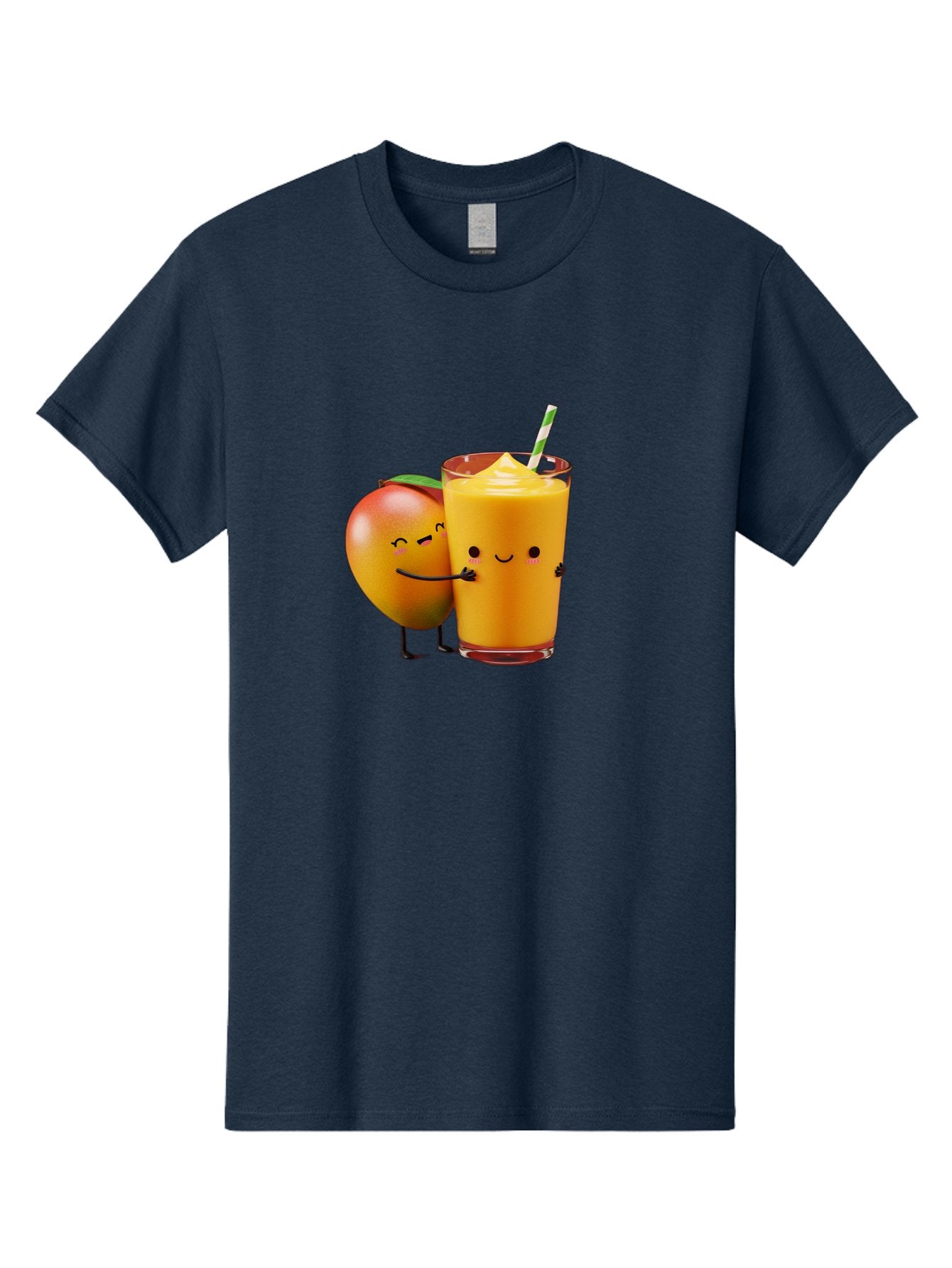 Mango-And-Smoothie Men'S Graphic Tee, 100% Cotton, Comfortable Casual Summer Wear, Machine Washable, Mango Smoothie, Mango Characters, Funny Illustration, Healthy Drink, Cartoon Fruit, Refreshing Beverage, Orange Juice, Happy Face, Bac134 8