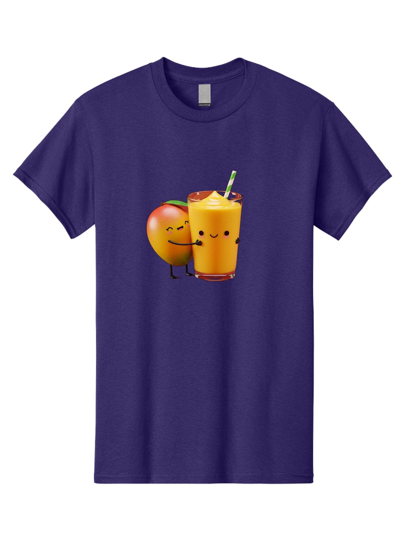 Mango-And-Smoothie Men'S Graphic Tee, 100% Cotton, Comfortable Casual Summer Wear, Machine Washable, Mango Smoothie, Mango Characters, Funny Illustration, Healthy Drink, Cartoon Fruit, Refreshing Beverage, Orange Juice, Happy Face, Bac134