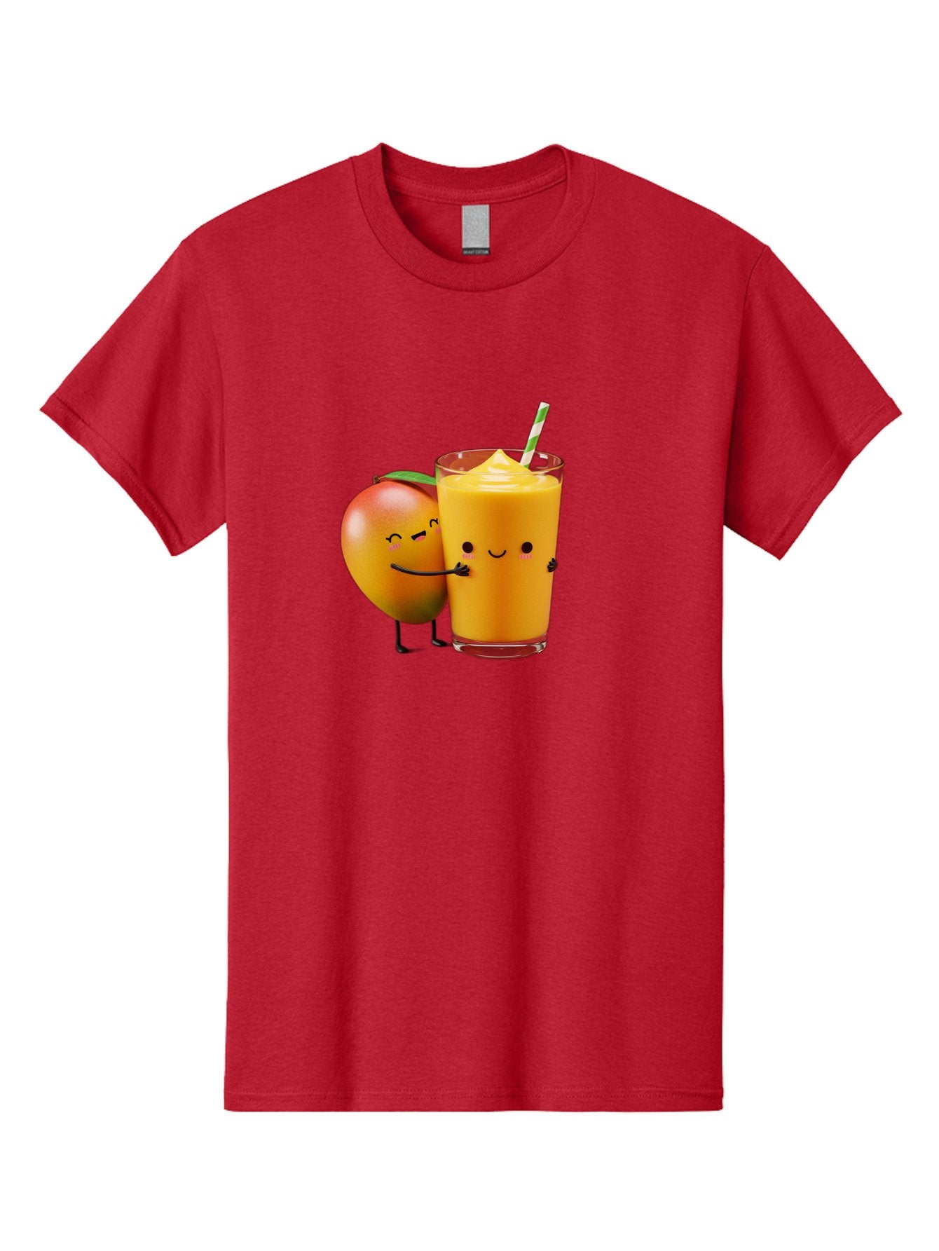 Mango-And-Smoothie Men'S Graphic Tee, 100% Cotton, Comfortable Casual Summer Wear, Machine Washable, Mango Smoothie, Mango Characters, Funny Illustration, Healthy Drink, Cartoon Fruit, Refreshing Beverage, Orange Juice, Happy Face, Bac134 13