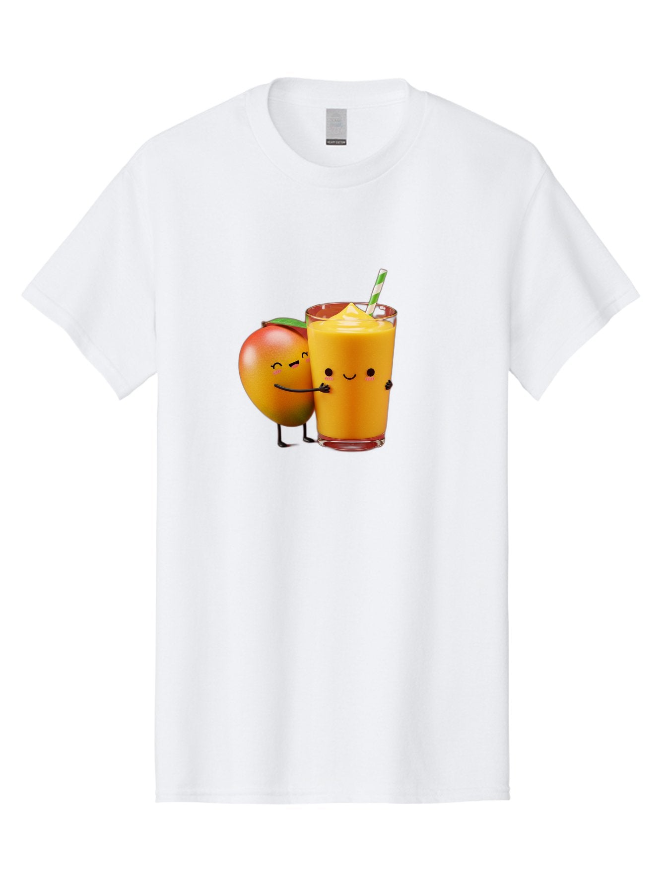 Mango-And-Smoothie Men'S Graphic Tee, 100% Cotton, Comfortable Casual Summer Wear, Machine Washable, Mango Smoothie, Mango Characters, Funny Illustration, Healthy Drink, Cartoon Fruit, Refreshing Beverage, Orange Juice, Happy Face, Bac134 6