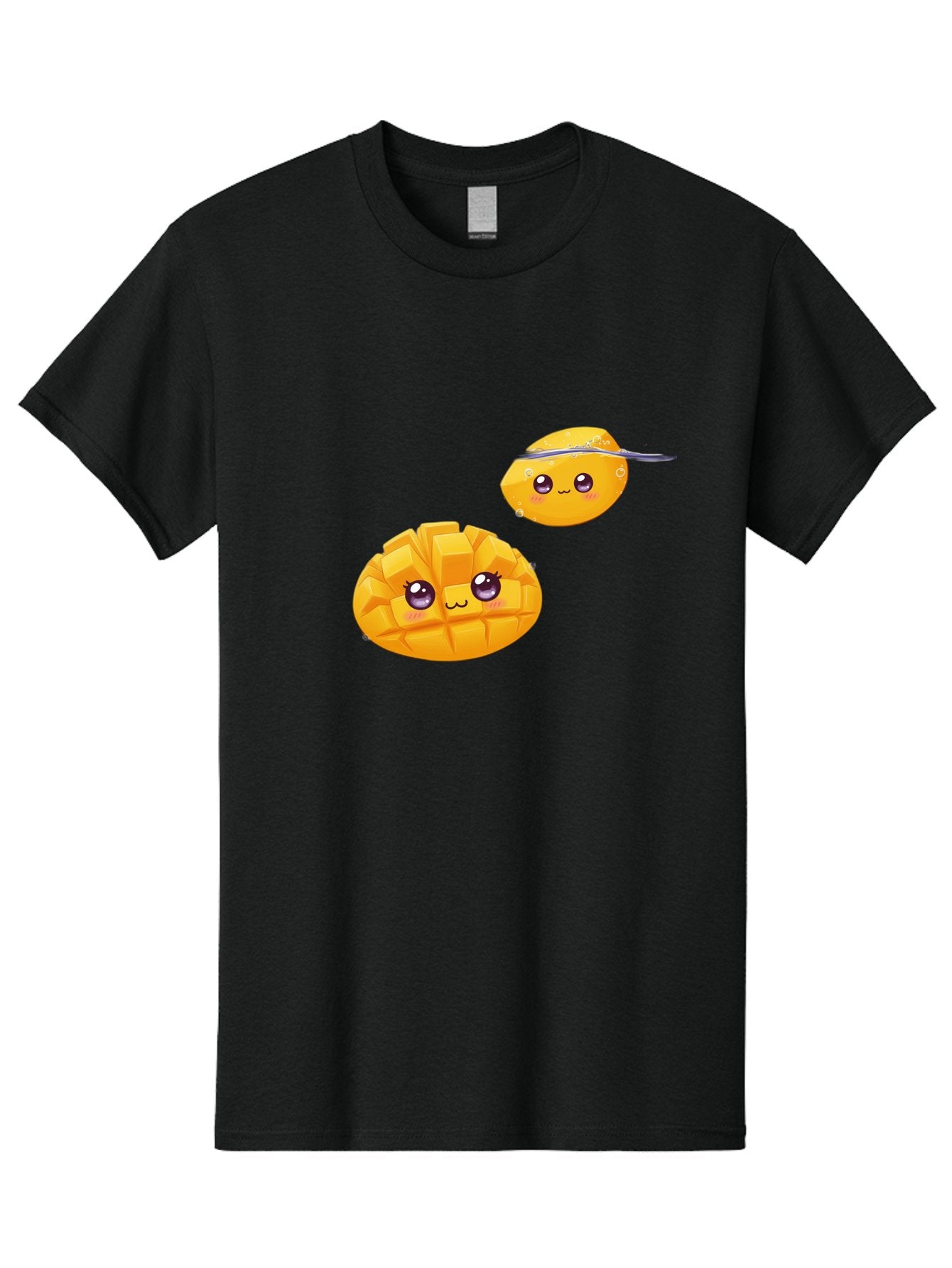 Mango-Characters Men'S Graphic Tee, 100% Cotton, Comfortable Casual Summer Wear, Machine Washable, Cartoon Mangoes, Cute Fruit, Kawaii Characters, Smiling Faces, Playful Illustration, Adorable Graphics, Tropical Fruit, Fun Design Bac138 5