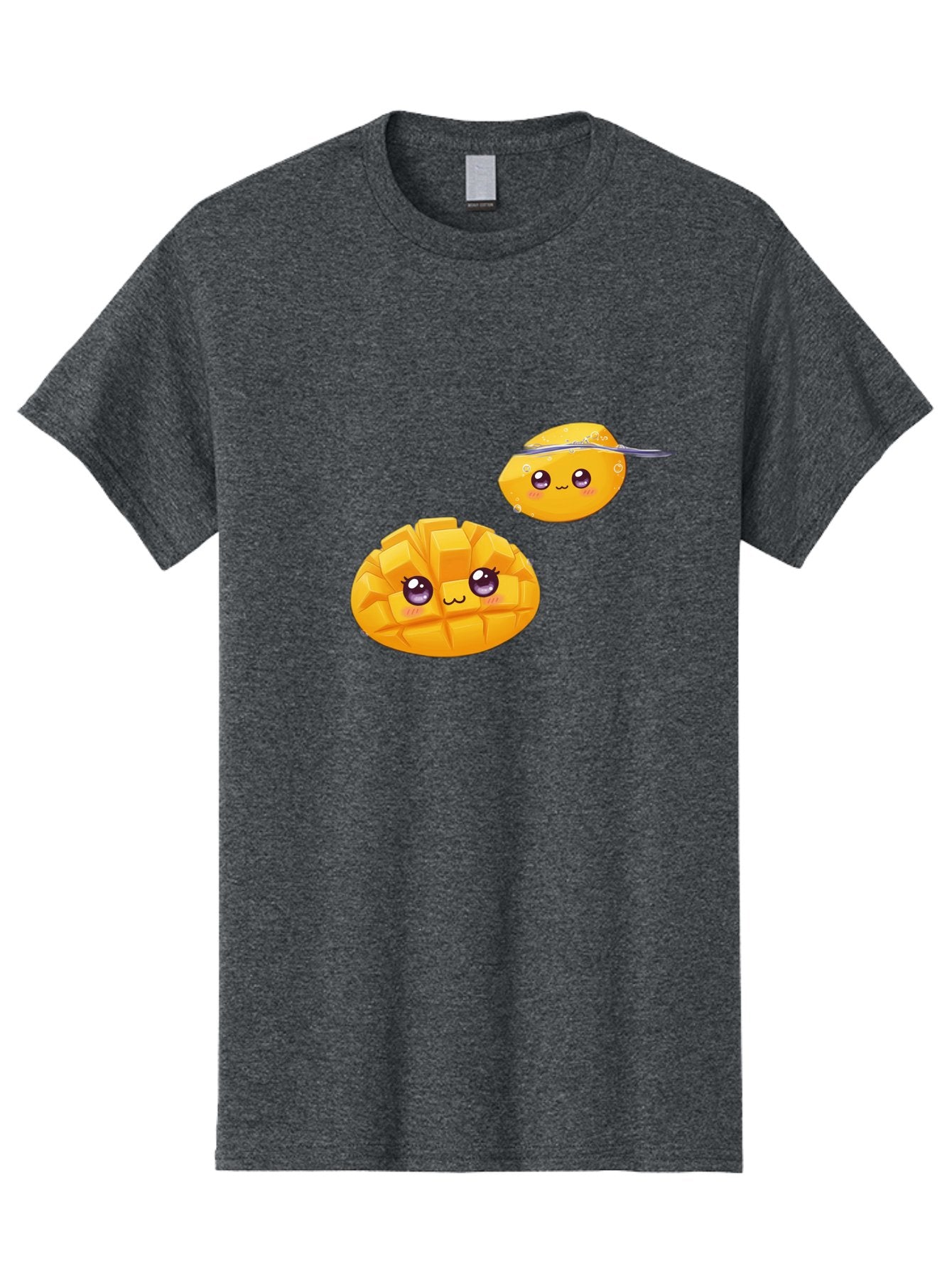 Mango-Characters Men'S Graphic Tee, 100% Cotton, Comfortable Casual Summer Wear, Machine Washable, Cartoon Mangoes, Cute Fruit, Kawaii Characters, Smiling Faces, Playful Illustration, Adorable Graphics, Tropical Fruit, Fun Design Bac138 7