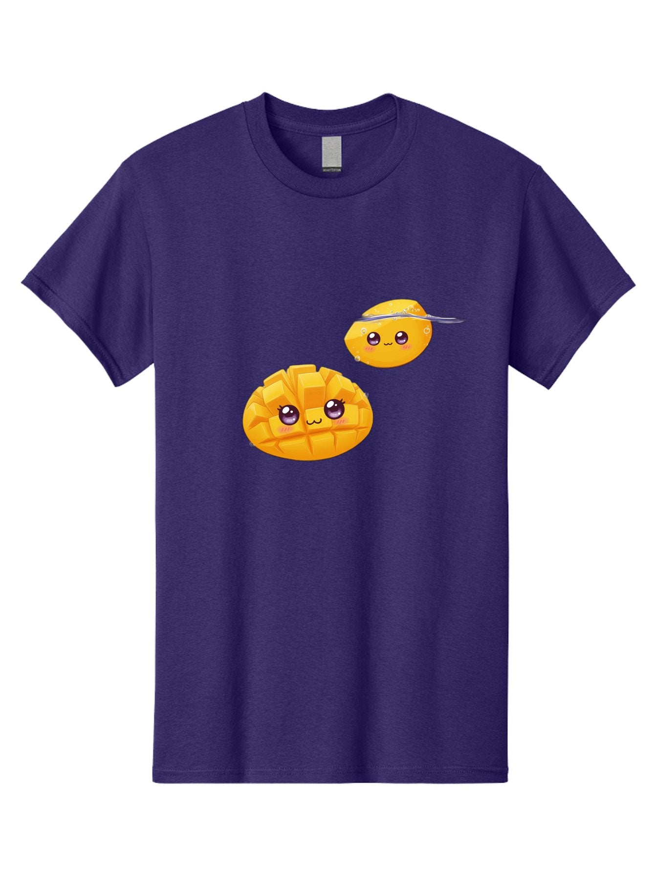 Mango-Characters Men'S Graphic Tee, 100% Cotton, Comfortable Casual Summer Wear, Machine Washable, Cartoon Mangoes, Cute Fruit, Kawaii Characters, Smiling Faces, Playful Illustration, Adorable Graphics, Tropical Fruit, Fun Design Bac138 9