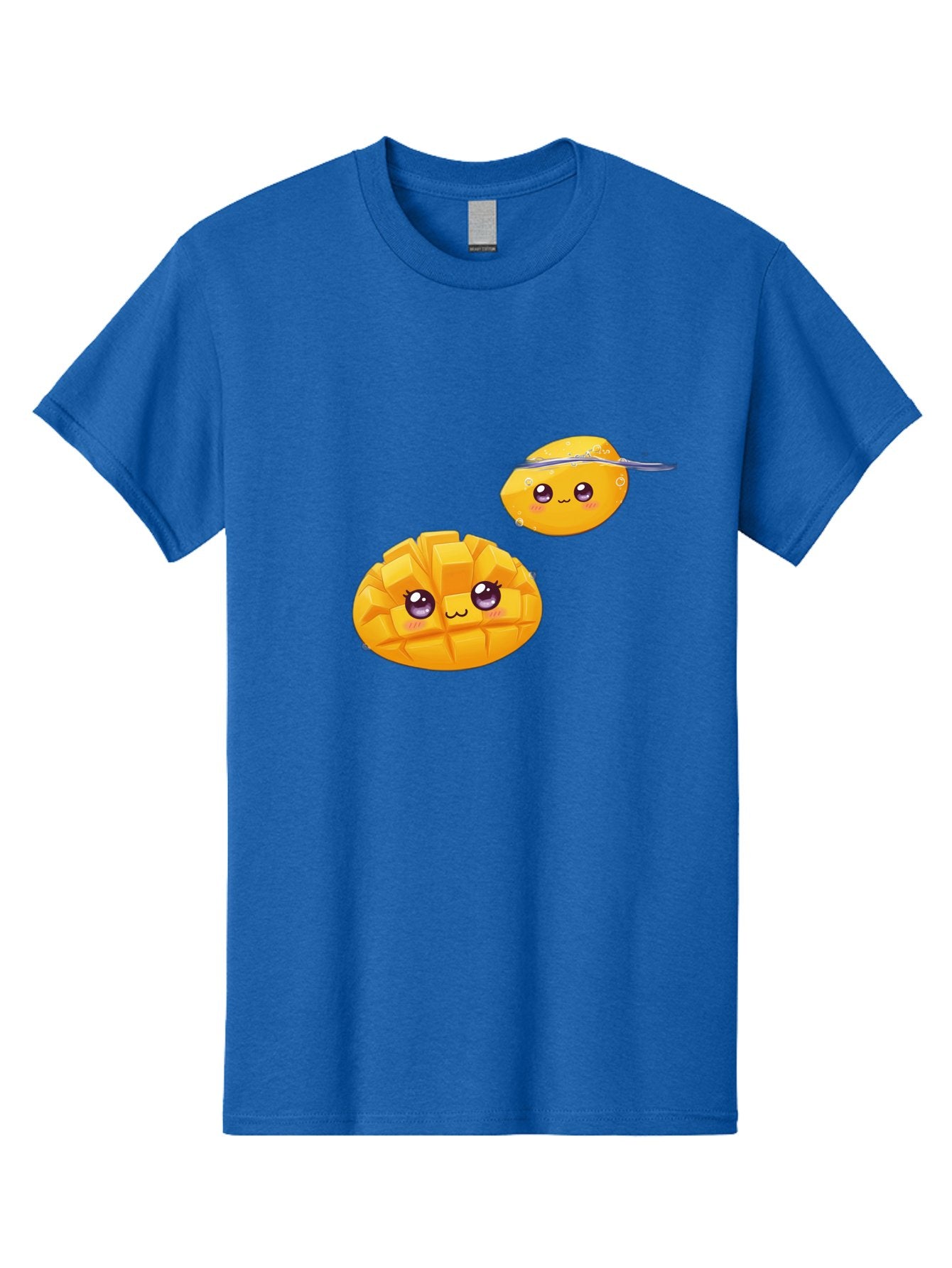 Mango-Characters Men'S Graphic Tee, 100% Cotton, Comfortable Casual Summer Wear, Machine Washable, Cartoon Mangoes, Cute Fruit, Kawaii Characters, Smiling Faces, Playful Illustration, Adorable Graphics, Tropical Fruit, Fun Design Bac138 4