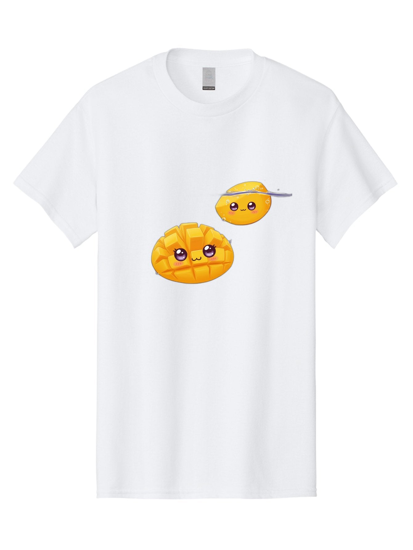 Mango-Characters Men'S Graphic Tee, 100% Cotton, Comfortable Casual Summer Wear, Machine Washable, Cartoon Mangoes, Cute Fruit, Kawaii Characters, Smiling Faces, Playful Illustration, Adorable Graphics, Tropical Fruit, Fun Design Bac138 14