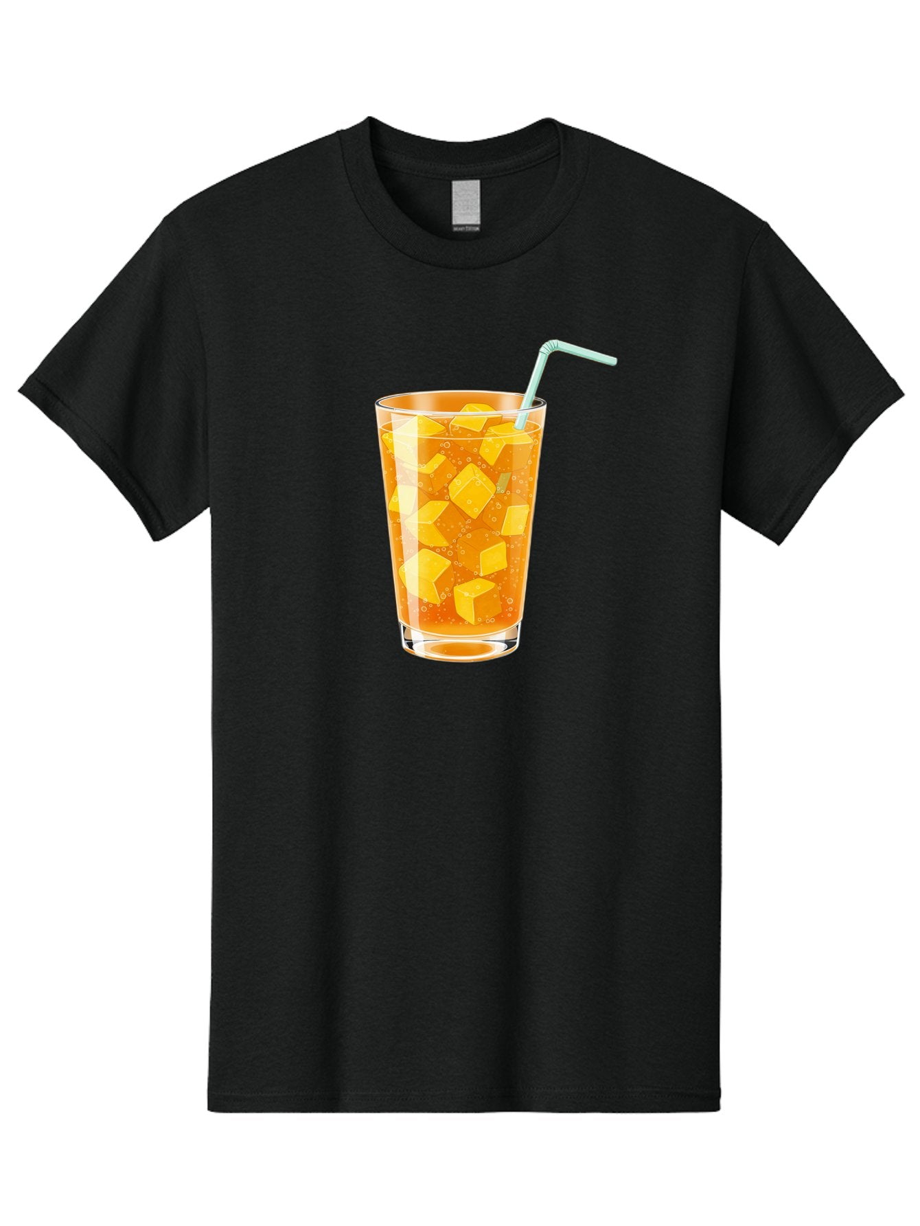 Mango-Drink Men'S Graphic Tee, 100% Cotton, Comfortable Casual Summer Wear, Machine Washable, Mango Juice, Refreshing Drink, Cold Beverage, Fruit Cubes, Glass With Straw, Summer Drink, Healthy Drink, Mango Flavor, Fizzy Drink, Citrus Drink Bac141 11
