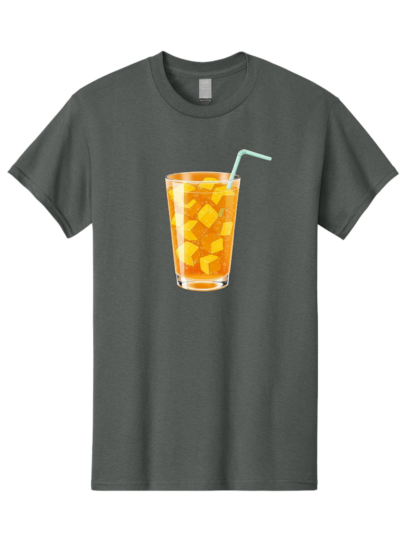 Mango-Drink Men'S Graphic Tee, 100% Cotton, Comfortable Casual Summer Wear, Machine Washable, Mango Juice, Refreshing Drink, Cold Beverage, Fruit Cubes, Glass With Straw, Summer Drink, Healthy Drink, Mango Flavor, Fizzy Drink, Citrus Drink Bac141 9